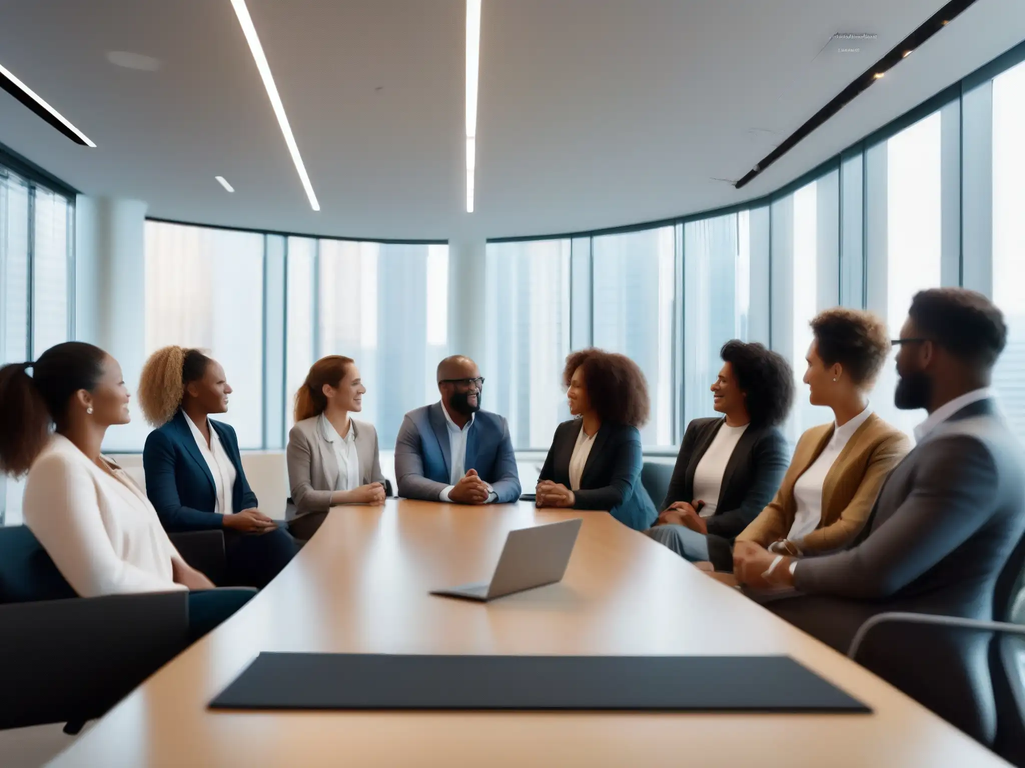 Reunión virtual de profesionales en espacio de trabajo inclusivo Un ambiente de trabajo colaborativo y dinámico en una videoconferencia con profesionales diversos participando activamente