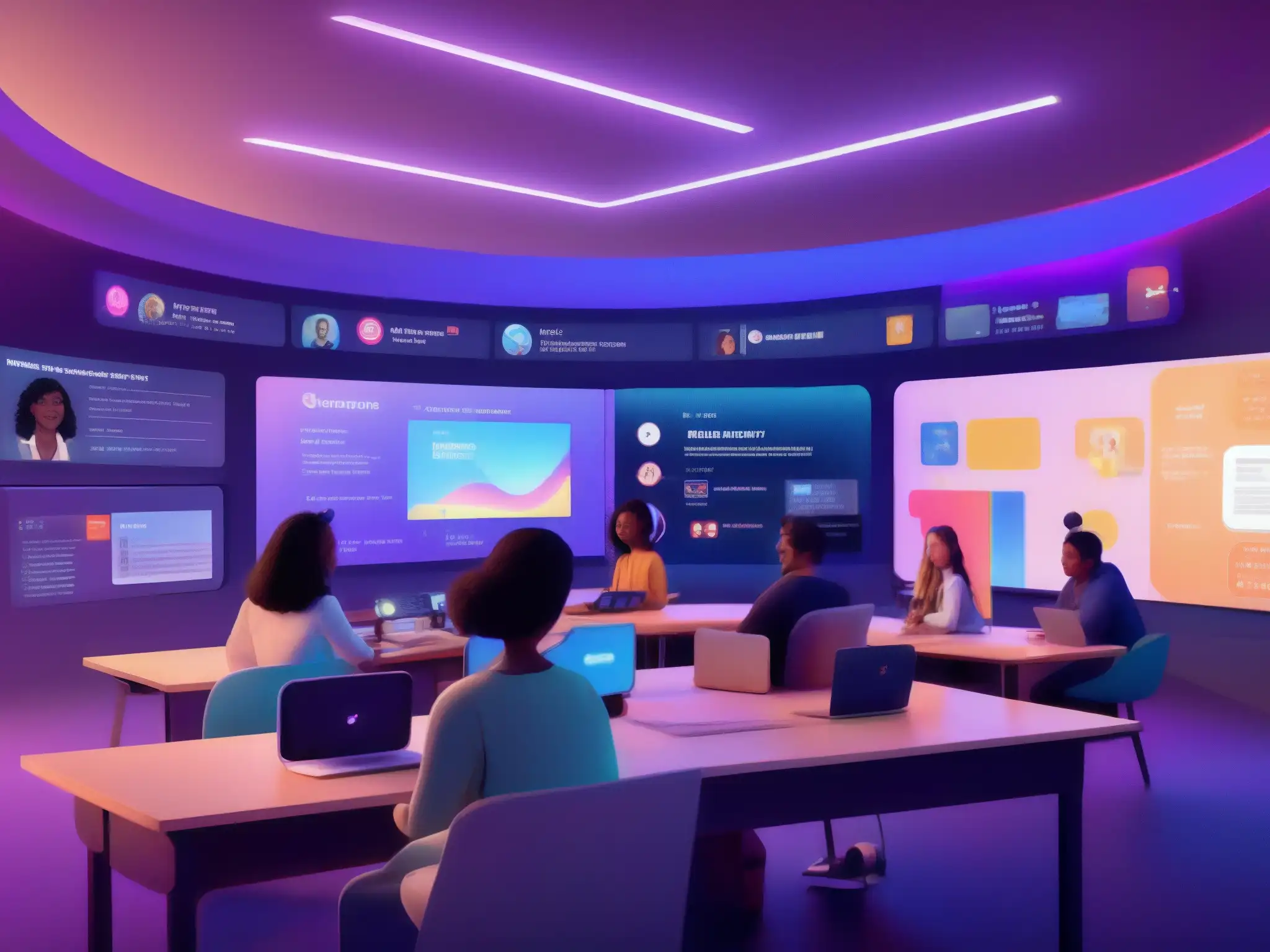 Discord en el aula: Estudiantes debaten informática en un entorno virtual Animada discusión sobre informática en el aula virtual de Discord, mostrando la eficiencia de Discord en clases de informática