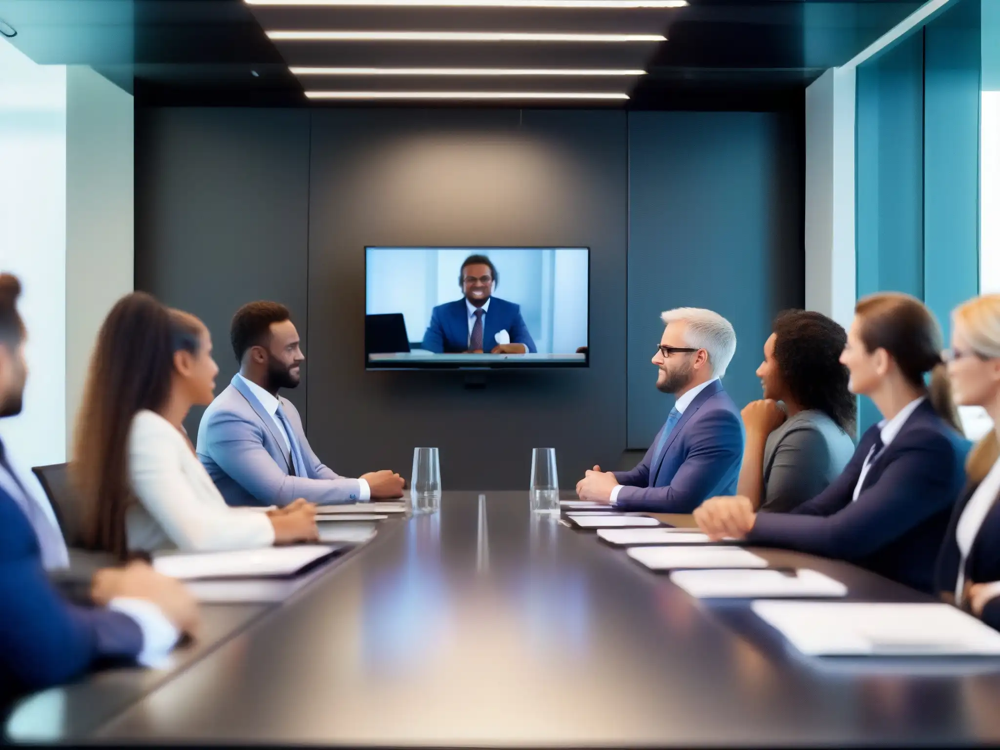 Reunión profesional en cámara de videoconferencia de alta tecnología Una cámara de videoconferencia de alta tecnología capturando a profesionales en una reunión