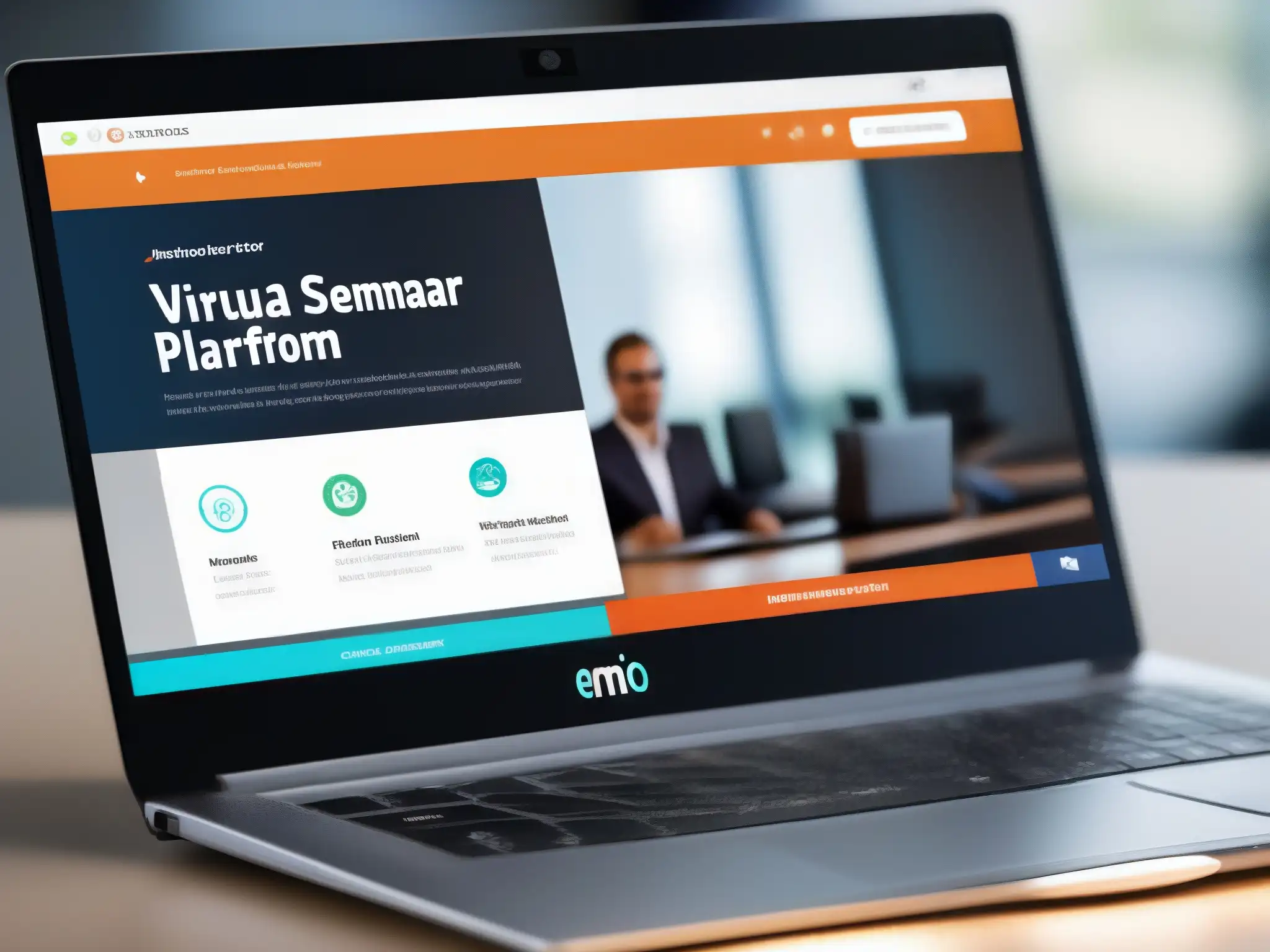 Plataforma de seminarios virtuales Demio: interfaz intuitiva y profesional Captura de pantalla de la plataforma Demio para seminarios virtuales, con herramientas de interacción y controles intuitivos para webinars exitosos