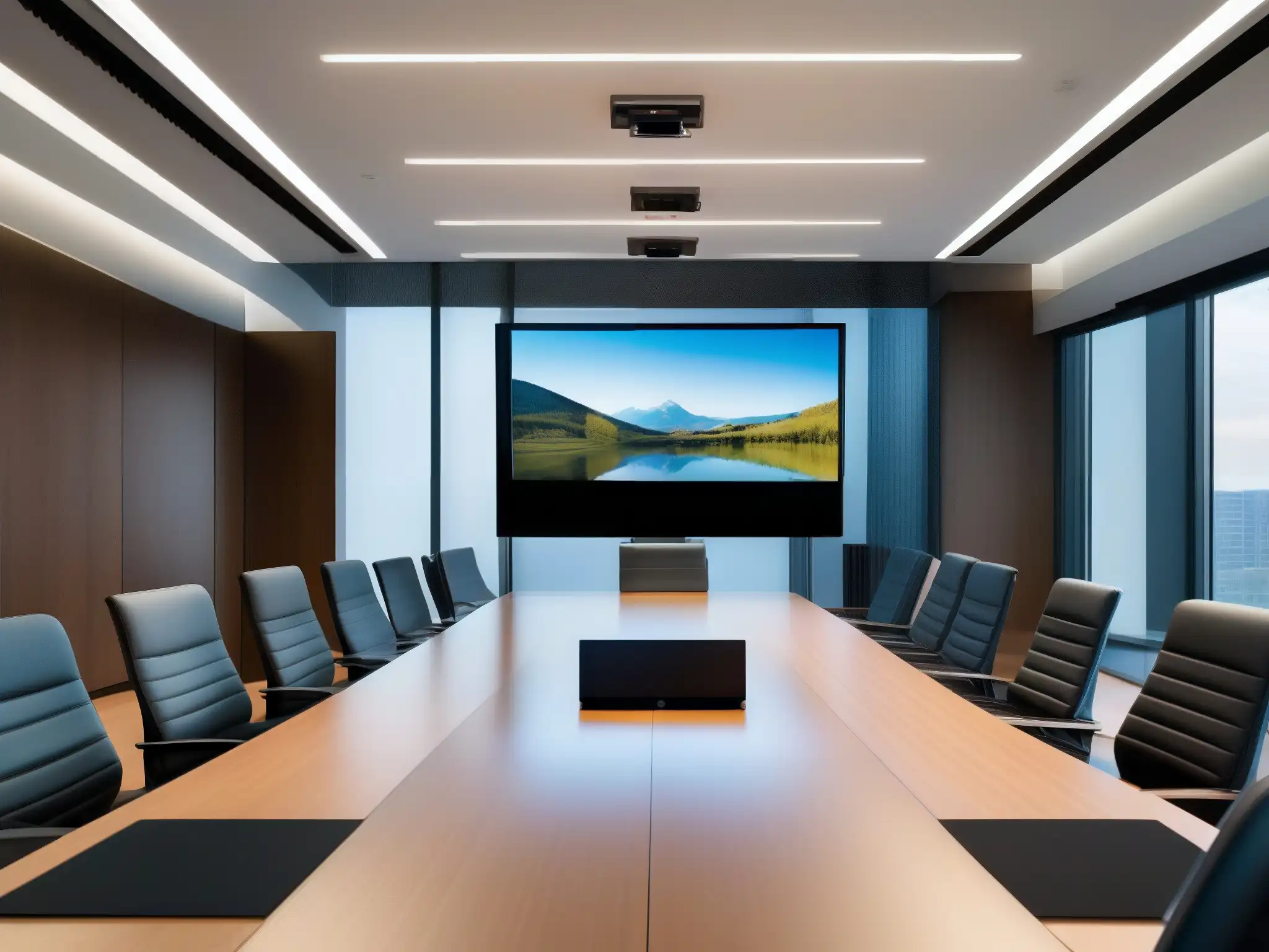 Sistema de Videoconferencia Profesional y Sofisticado Características innovadoras en videoconferencias profesionales con tecnología de vanguardia en un entorno elegante y profesional