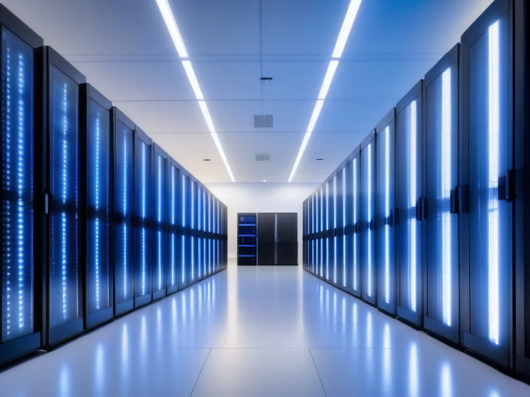 Centro de datos moderno y eficiente: tecnología de vanguardia en acción Un centro de datos moderno y eficiente, optimizado para videoconferencias y la optimización energética