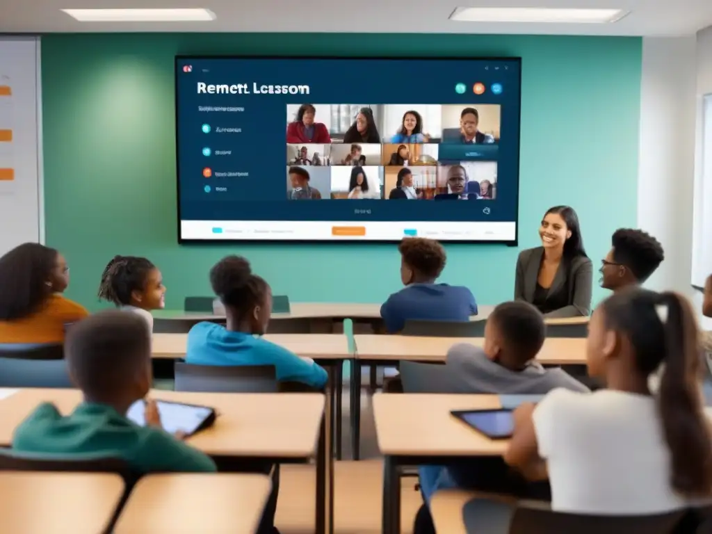 Clase remota dinámica con Jitsi Meet Una clase moderna muestra el uso de Jitsi Meet en educación remota