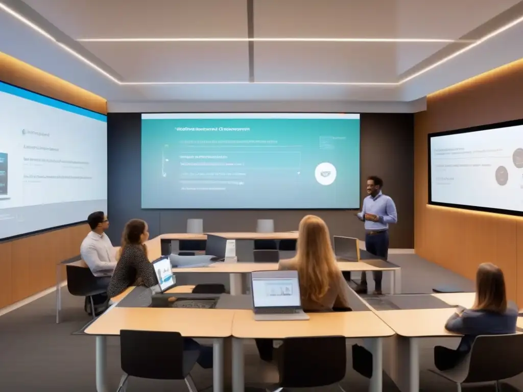 Clase virtual dinámica con GoToMeeting: educación futurista Una clase virtual dinámica y moderna con estudiantes participativos y un educador profesional, usando GoToMeeting para conectar