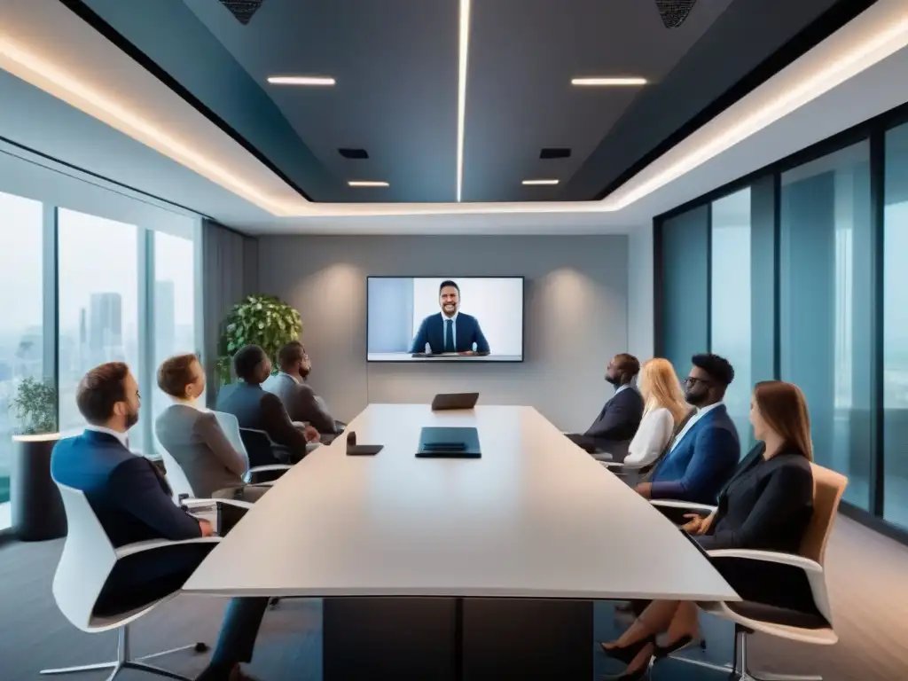 Videoconferencia profesional en ambiente moderno Claves gestión videoconferencias eventos virtuales