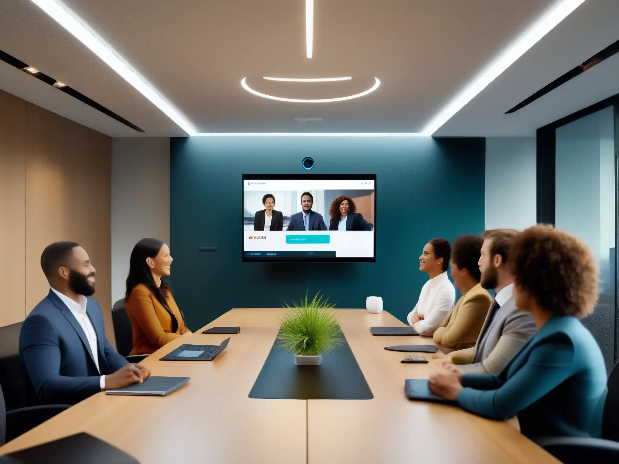 Videoconferencia Webex: Profesionalismo y Calidad de Audio Comparativa calidad audio videoconferencia: Profesionales en videoconferencia con audio nítido y ambiente productivo