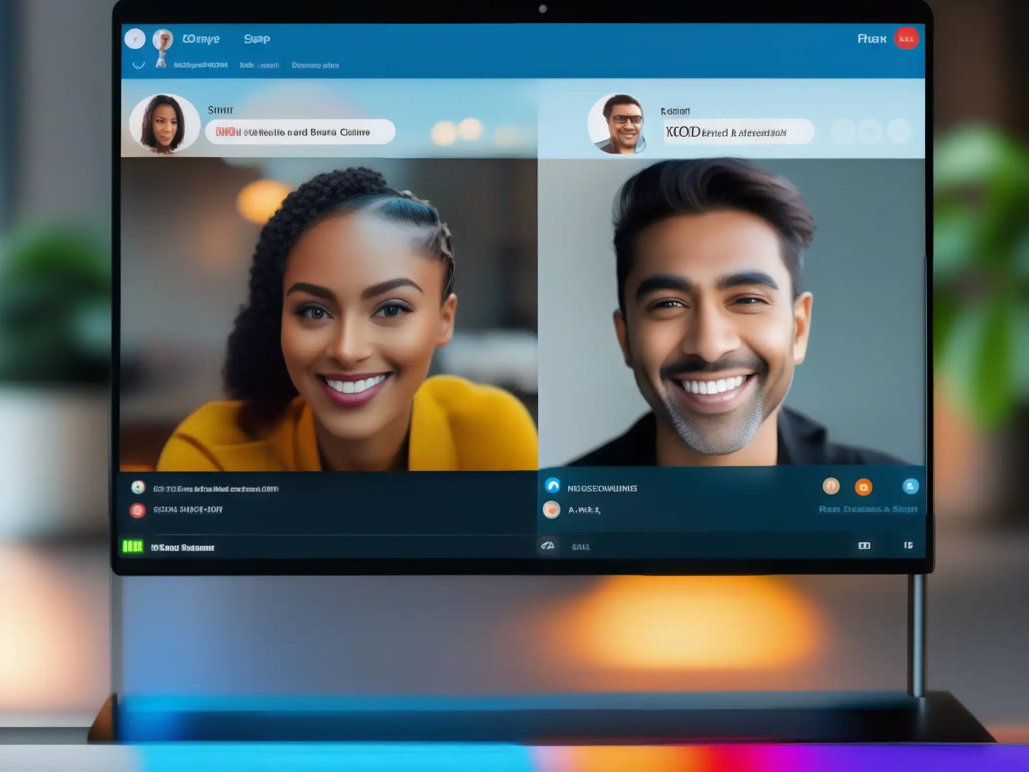 Comparación detallada: Zoom vs Skype en video llamadas Comparativa calidad videoconferencia Zoom Skype: Detalle nítido y moderna interfaz en pantalla dividida