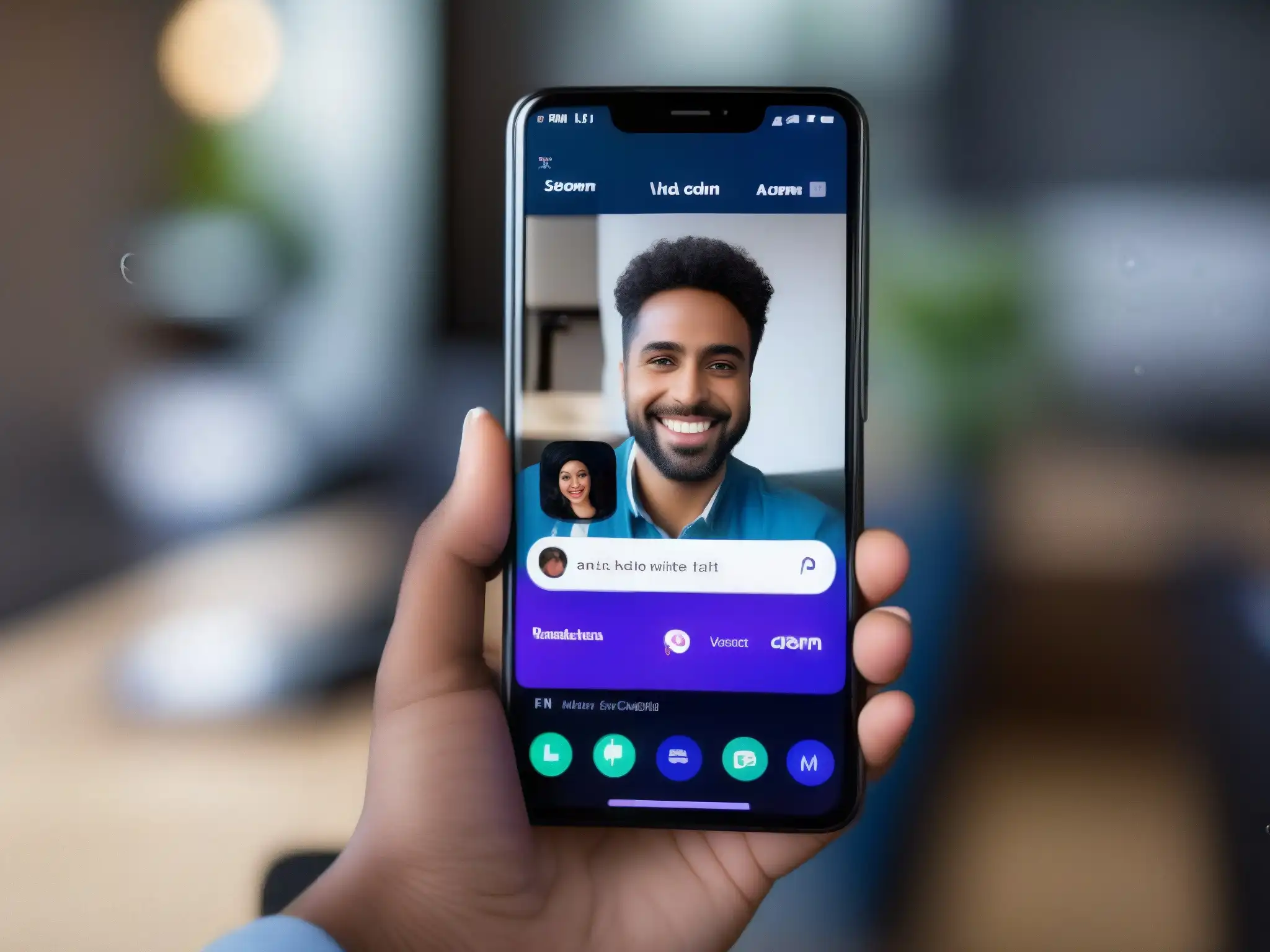 Comparativa eficiencia datos videoconferencias móviles: Detalles gráficos de Zoom y Microsoft Teams en smartphone, en entorno profesional