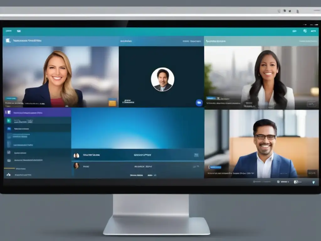 Comparación Impactante de Plataformas de Videoconferencia Comparativa eficiencia plataformas videoconferencia: imagen de interfaces de videoconferencia, destacando diseño y funcionalidades
