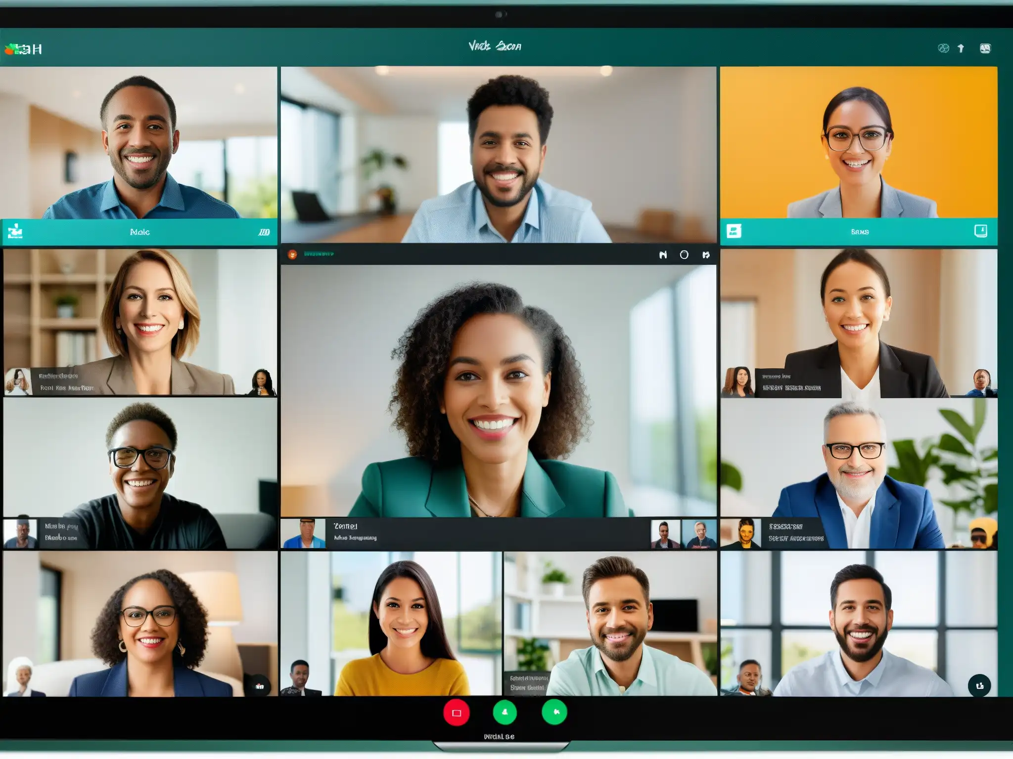 Conferencias virtuales en Zoom y Webex: detalle impresionante Comparativa estabilidad reuniones videoconferencia: Imagen detallada de Zoom y Webex, con participantes en llamadas vívidas y modernas