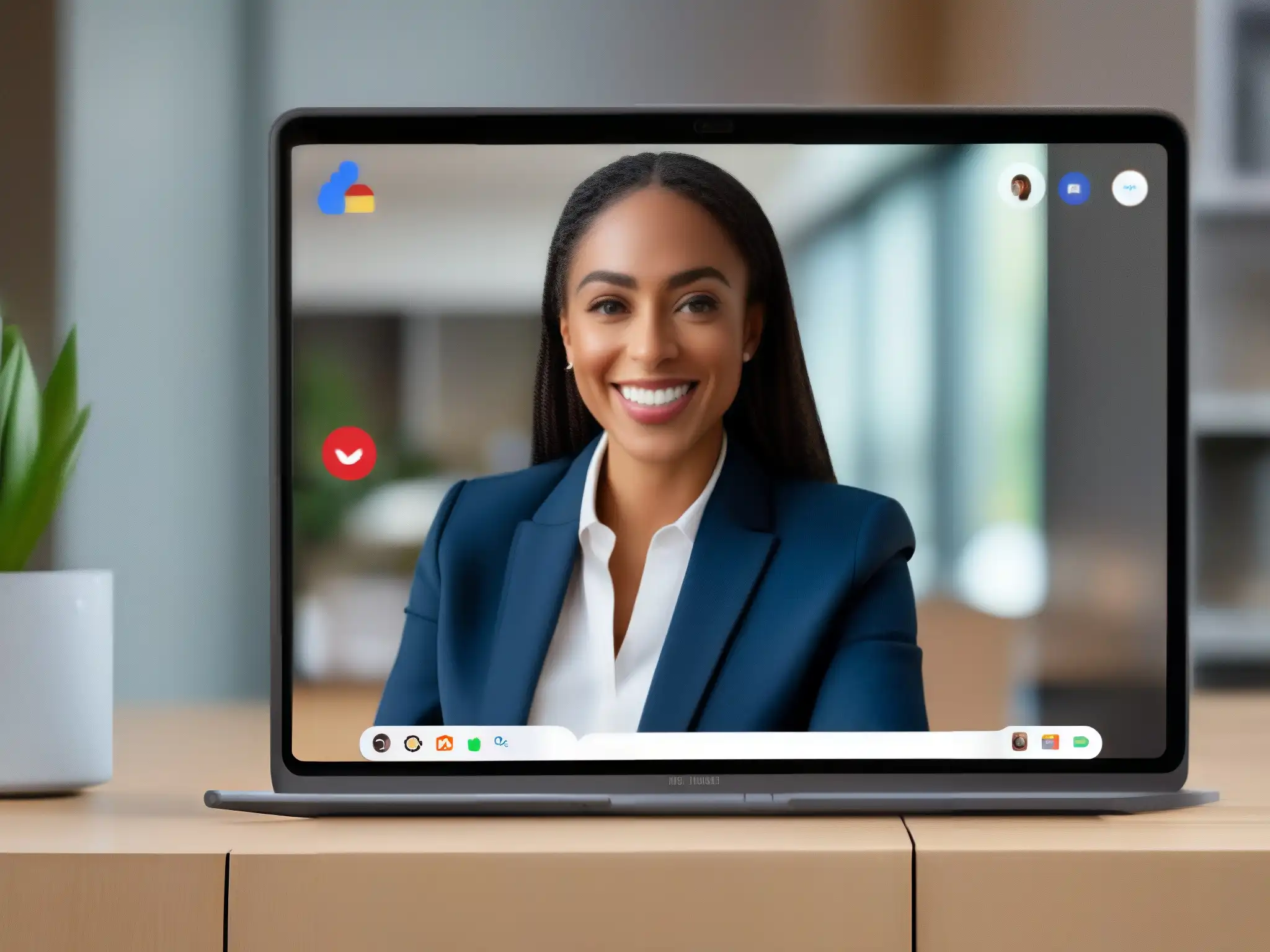 Video llamada en Google Duo y reunión virtual en Google Meet Comparativa herramientas videoconferencia Google: Imagen de pantalla dividida con Google Duo y Google Meet, mostrando usos profesionales y personales