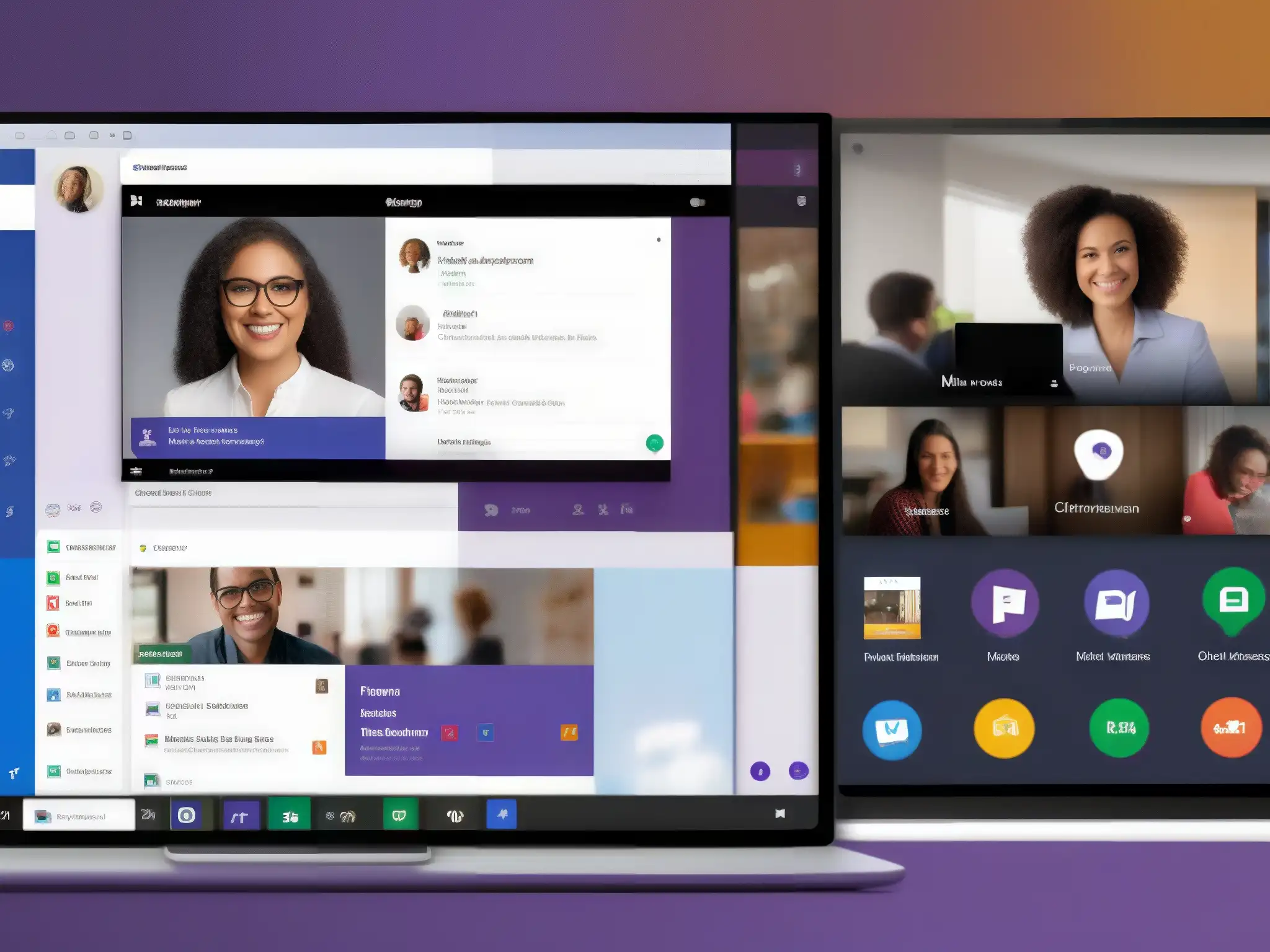 Slack vs Microsoft Teams: Comparación de Interfaces de Videoconferencia Comparativa de herramientas de videoconferencia: interfaces de Slack y Microsoft Teams destacando diseño y funcionalidades