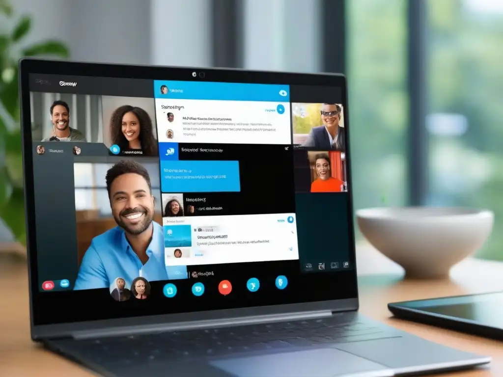 Comparación detallada: Skype vs Comparativa de herramientas de videoconferencia profesionales: Detalle de interfaces de Skype y Zoom, resaltando sus funciones y diseño