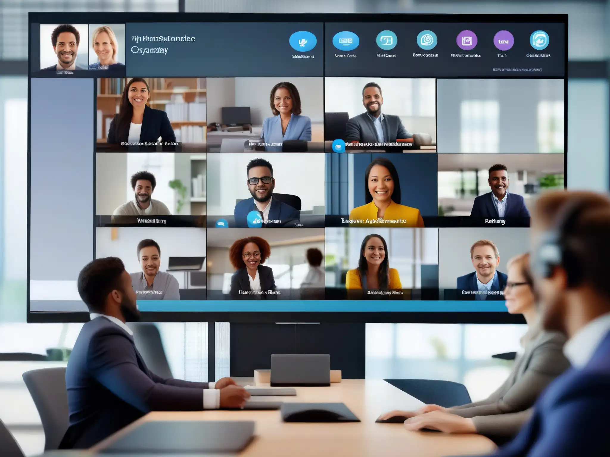 Reunión virtual de profesionales: interacción dinámica en HD Comparativa herramientas videoconferencia profesionales: Profesionales colaborando en reunión virtual, con calidad de video cristalina y conectividad estable