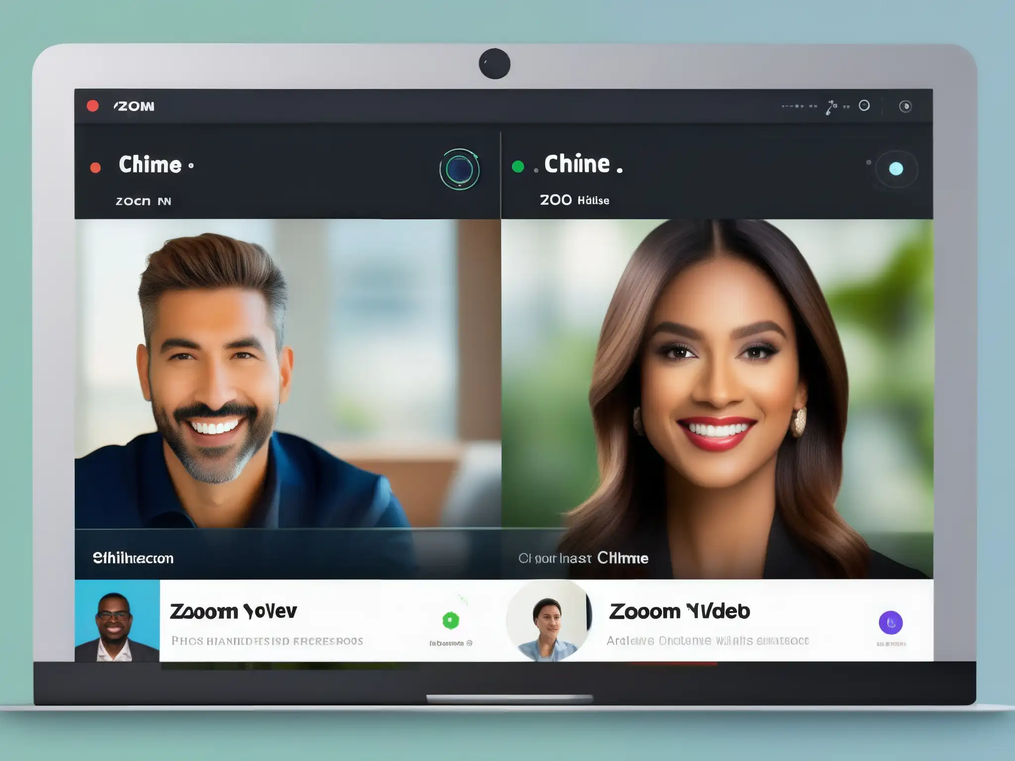 Comparativa interfaces: Chime vs Comparativa de interfaces de Chime y Zoom, transmitiendo profesionalismo y modernidad