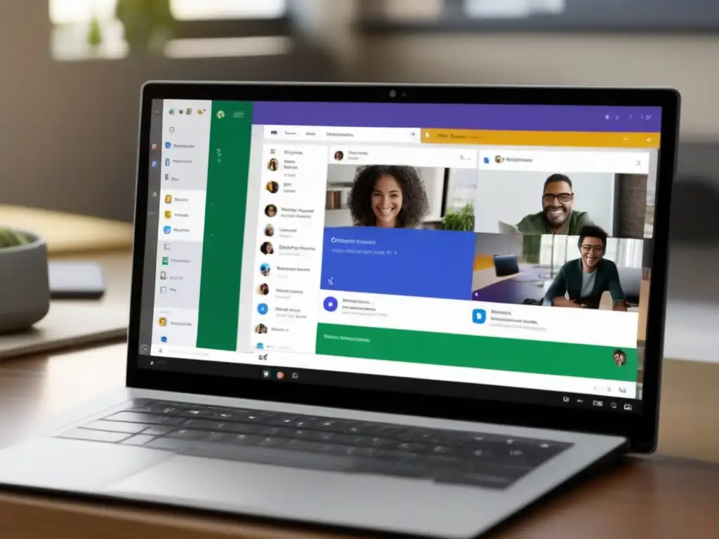 Comparativa: Microsoft Teams vs Comparativa Microsoft Teams vs Google Classroom: Pantallas divididas muestran interfaces modernas, transmitiendo análisis y comparación