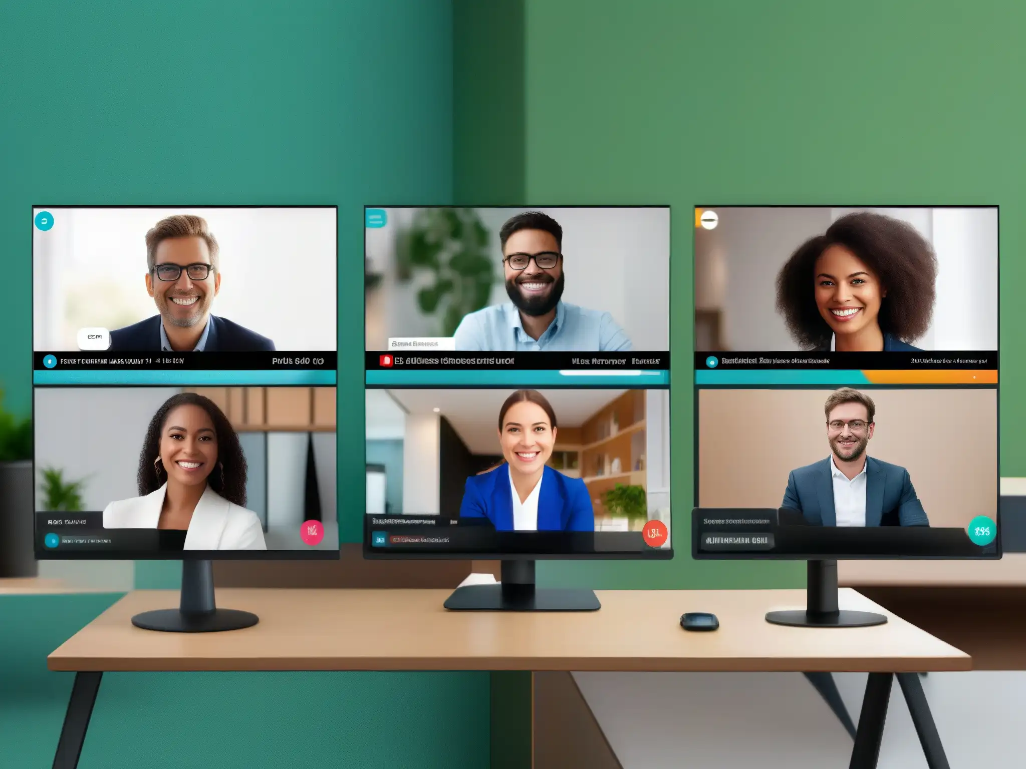 Conferencia WebEx vs Comparativa rendimiento videoconferencia grandes reuniones: Imagen de videoconferencia con WebEx y Teams, reflejando profesionalismo y colaboración
