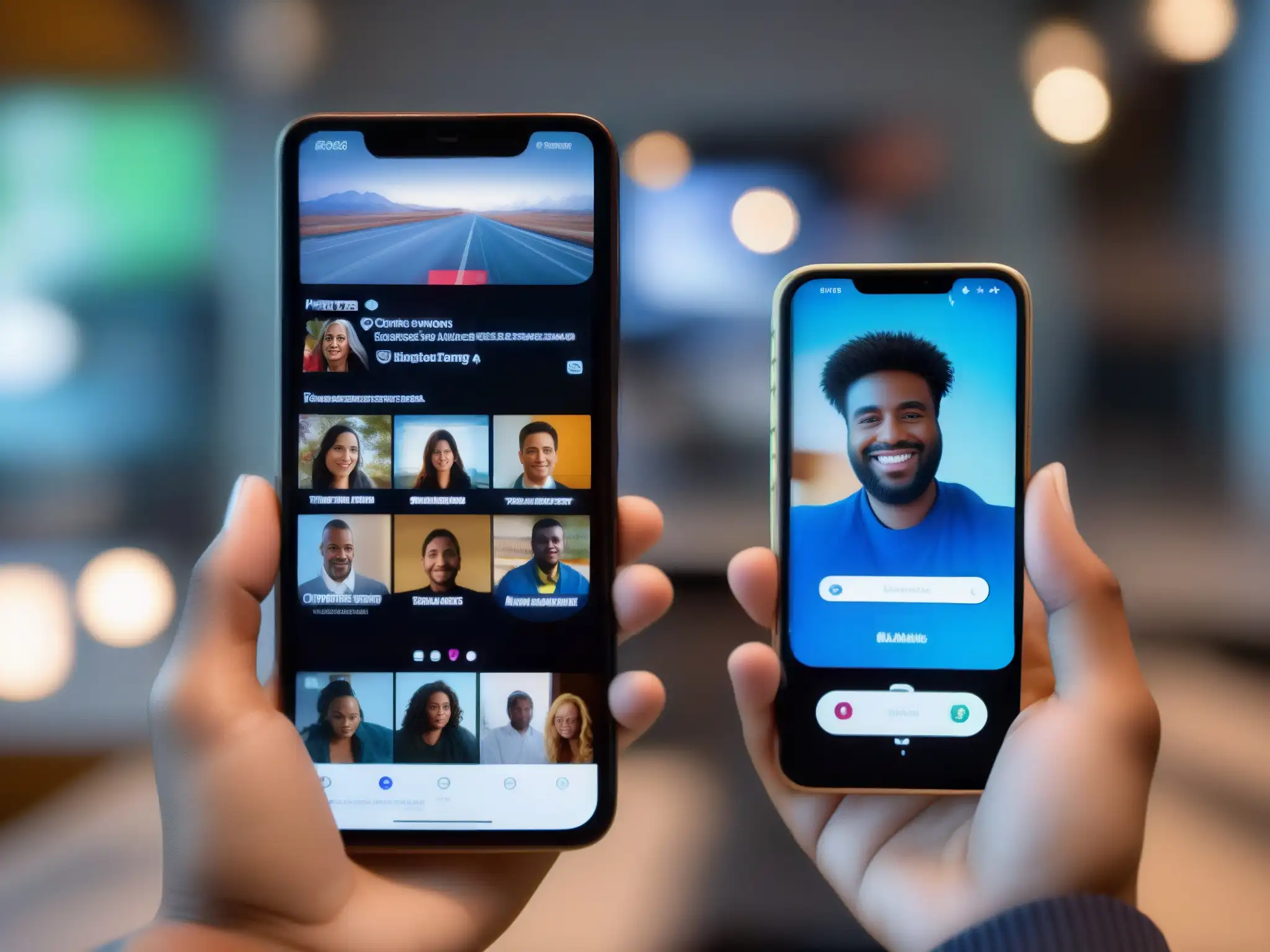 Comparación profesional: Zoom vs Comparativa rendimiento videoconferencia móviles: Imagen profesional de alta resolución muestra detalle y calidad de video llamadas en smartphones