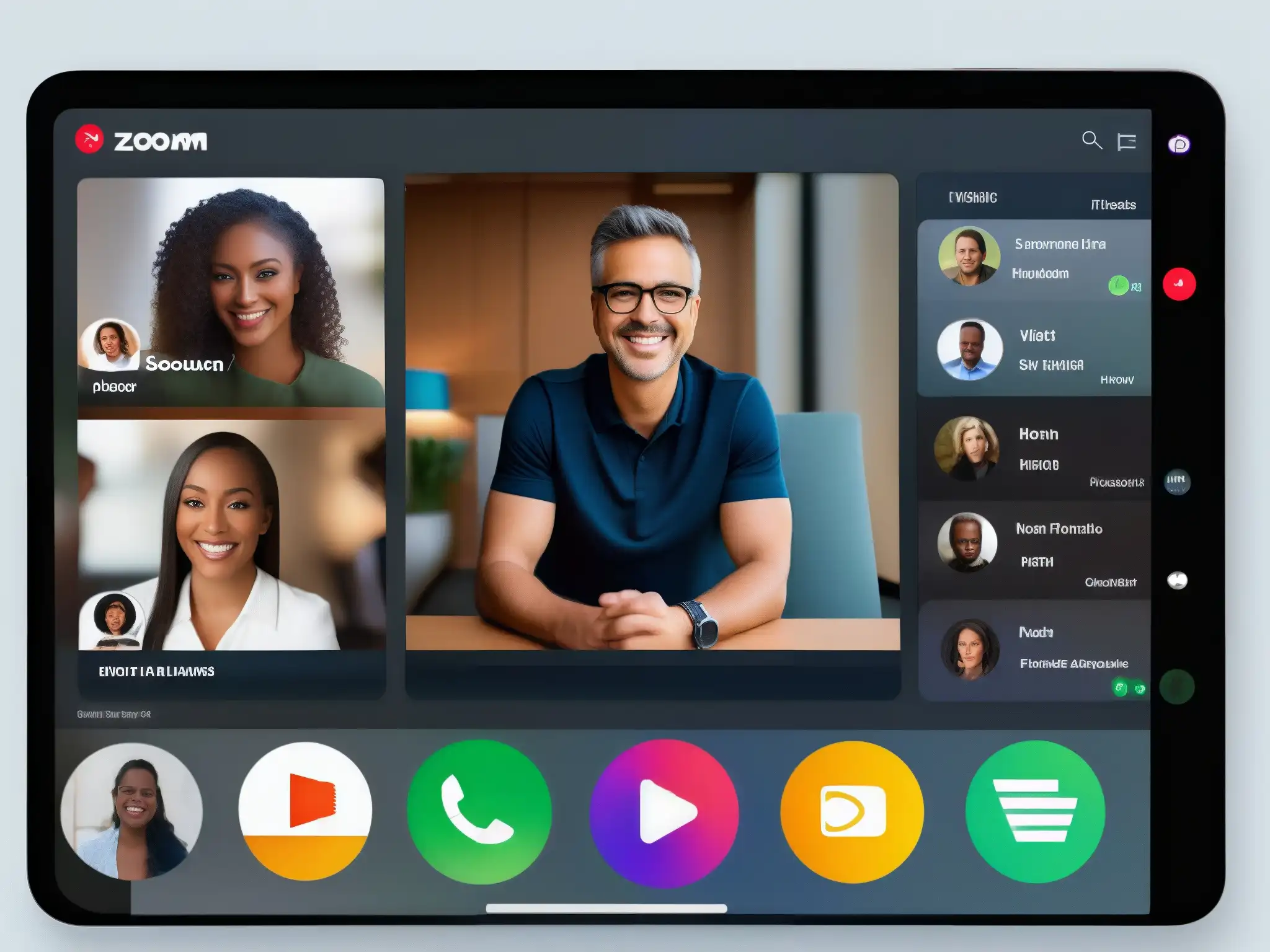 Comparación Zoom vs Comparativa rendimiento videoconferencia móviles: Detalle de Zoom y FaceTime, mostrando calidad de video y diseño intuitivo