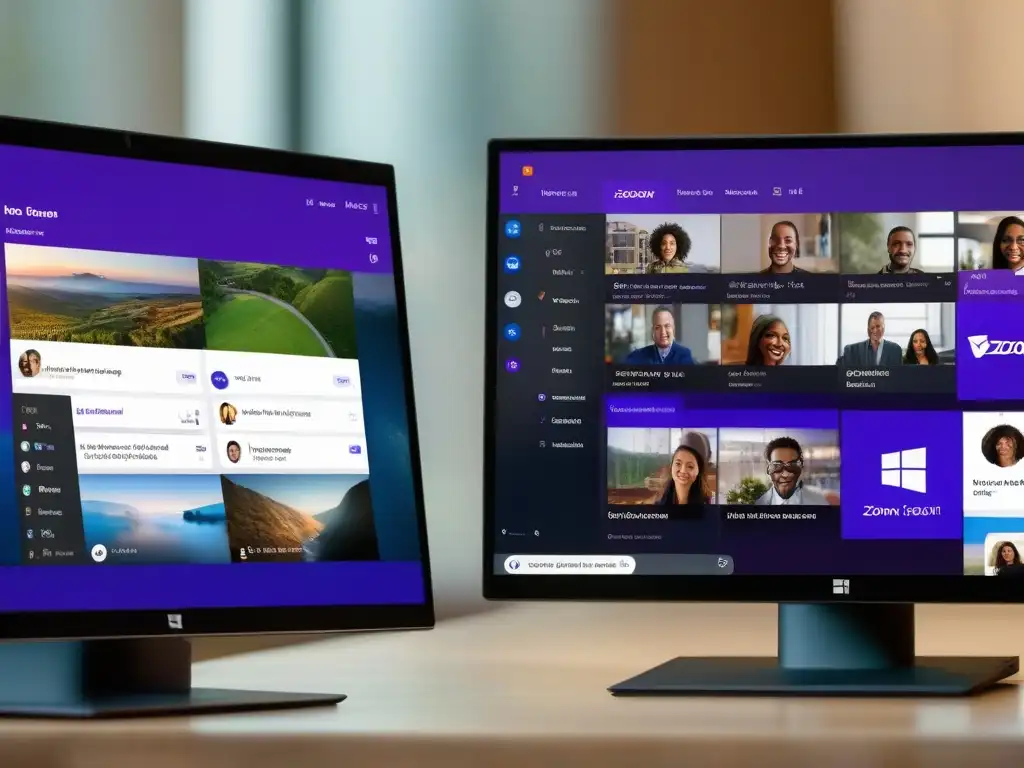 Comparación Zoom vs Comparativa videoconferencia profesionales Zoom Microsoft Teams: Detalle de interfaces, colores y funciones para negocios y educación