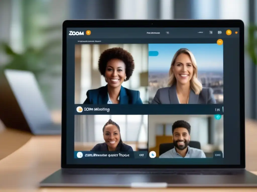 Comparación detallada Zoom vs Una comparativa visual detallada de las interfaces de Zoom y GoToMeeting, destacando el control de asistentes en videoconferencias