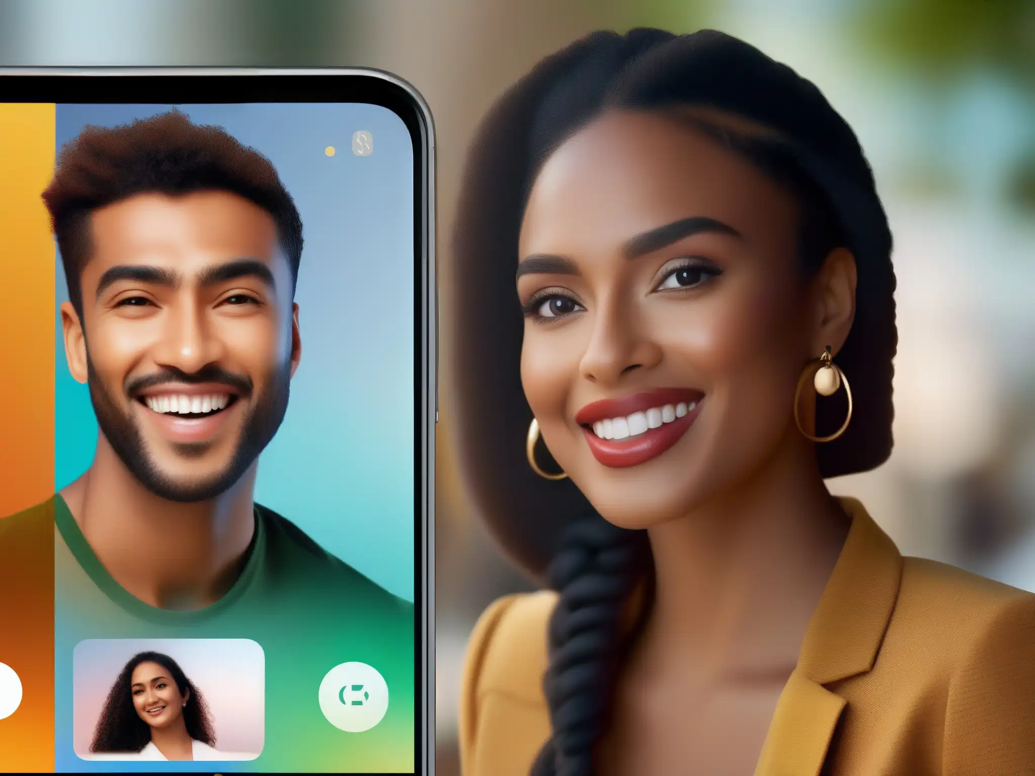 Comparación de Calidad: FaceTime vs Zoom en Video Llamadas Comparativa Zoom vs FaceTime calidad conexiones celulares: Detalle 8k de videollamadas nítidas y vibrantes, con gráficos de uso de datos