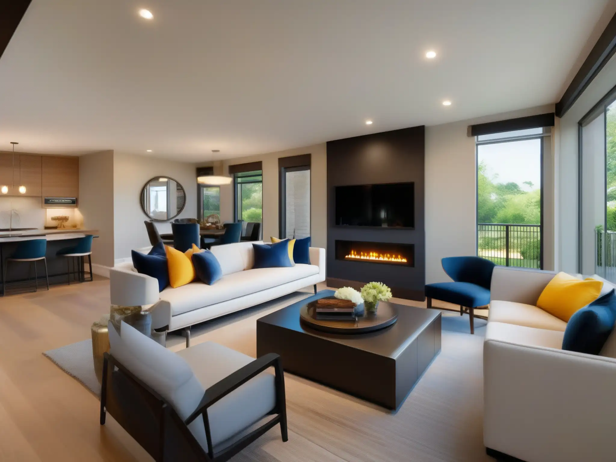 Recorrido virtual de sala de estar: Matterport y Zoom en acción Comparativa Matterport Zoom visitas virtuales: Sala de estar moderna con tecnología de tours virtuales Matterport y Zoom en acción