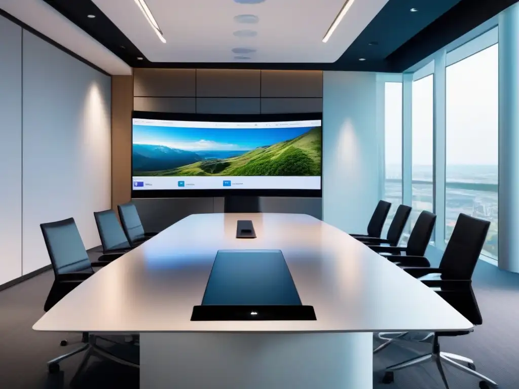 Configuración profesional de videoconferencia 8k Configuración profesional de videoconferencia con coherencia visual y tecnología moderna para una comunicación efectiva y colaborativa