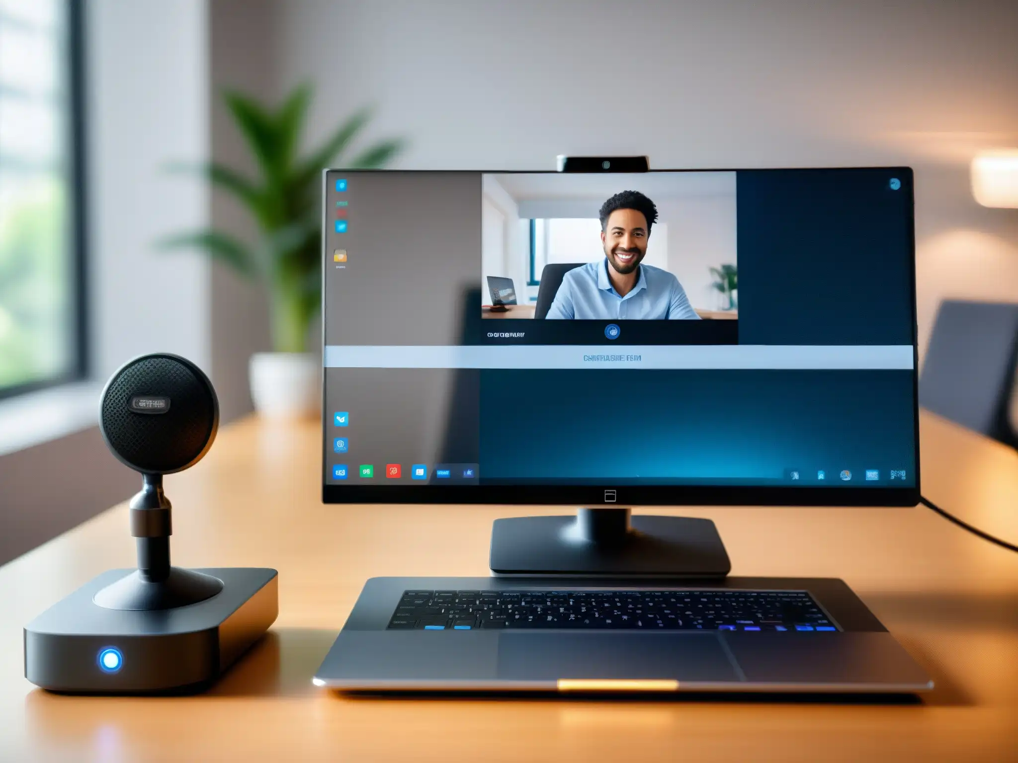 Configuración profesional para videoconferencias Configuración profesional de videoconferencia con seguridad y privacidad, minimizando riesgos de confidencialidad en videoconferencias