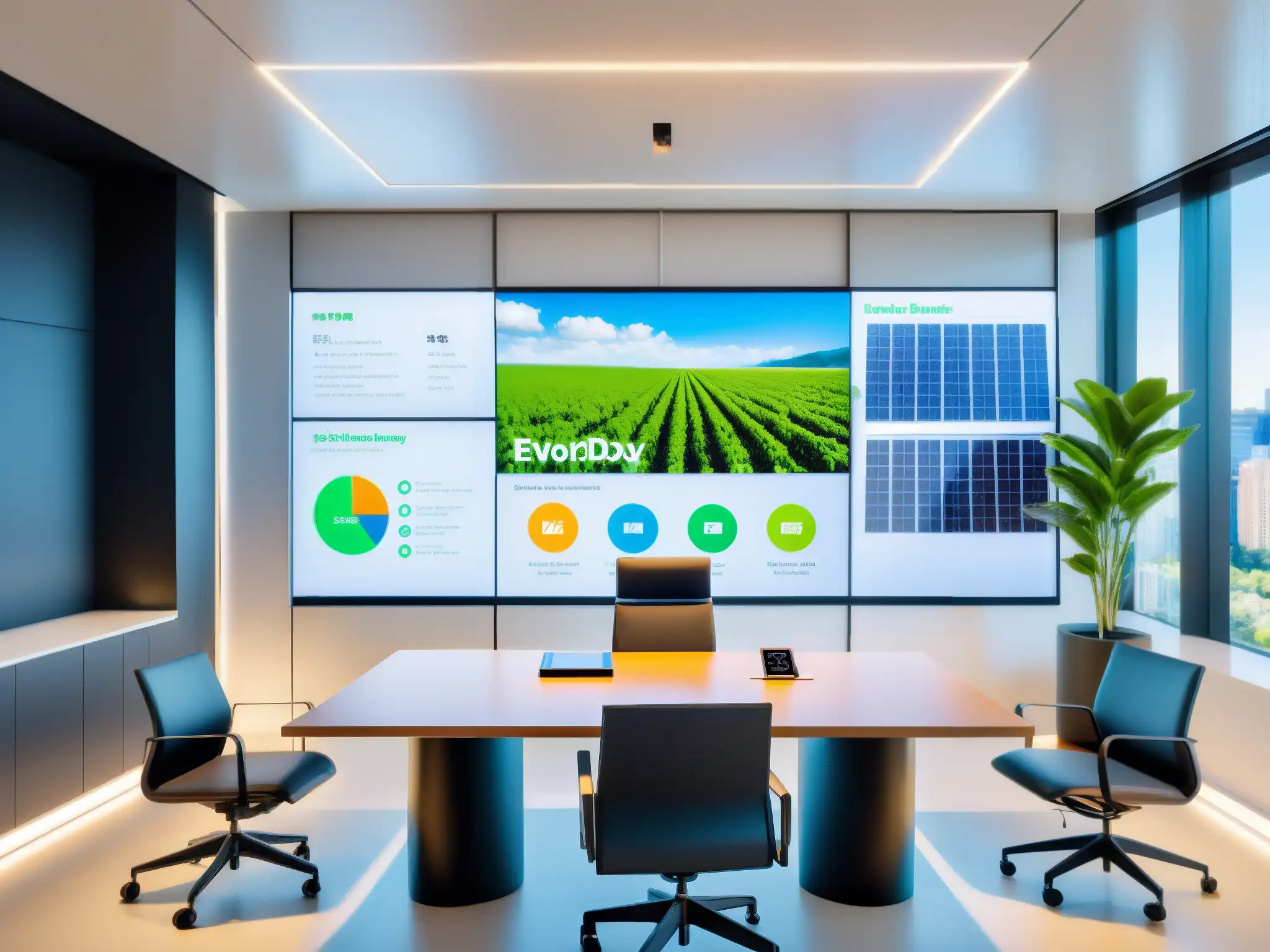 Videoconferencia ecoamigable con métricas de impacto ambiental Configuración de videoconferencias moderna y sostenible con métricas de impacto ambiental