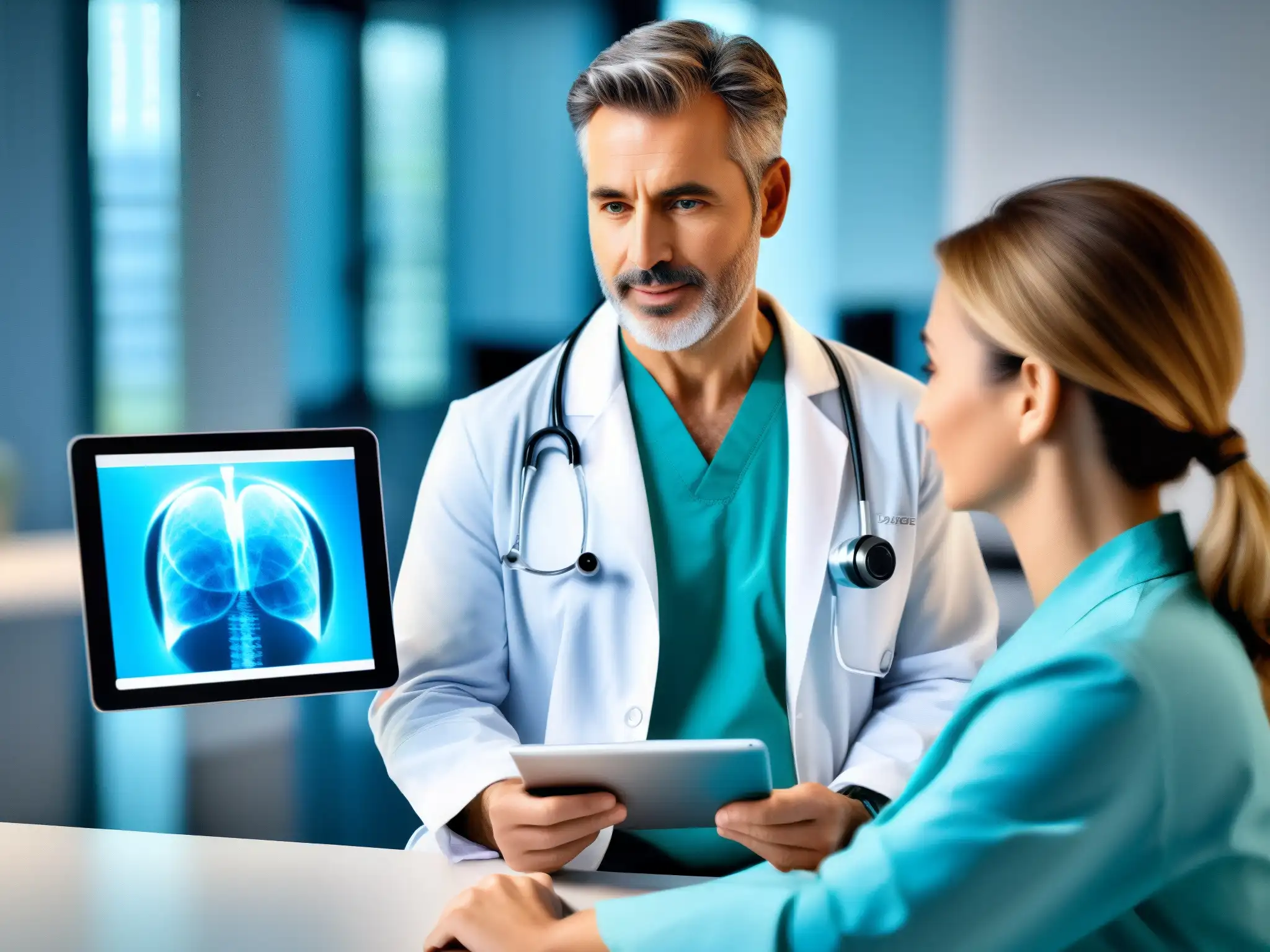 Consulta médica remota: doctor y paciente en videoconferencia Una consulta médica remota con modernas integraciones clave para telemedicina en videoconferencias