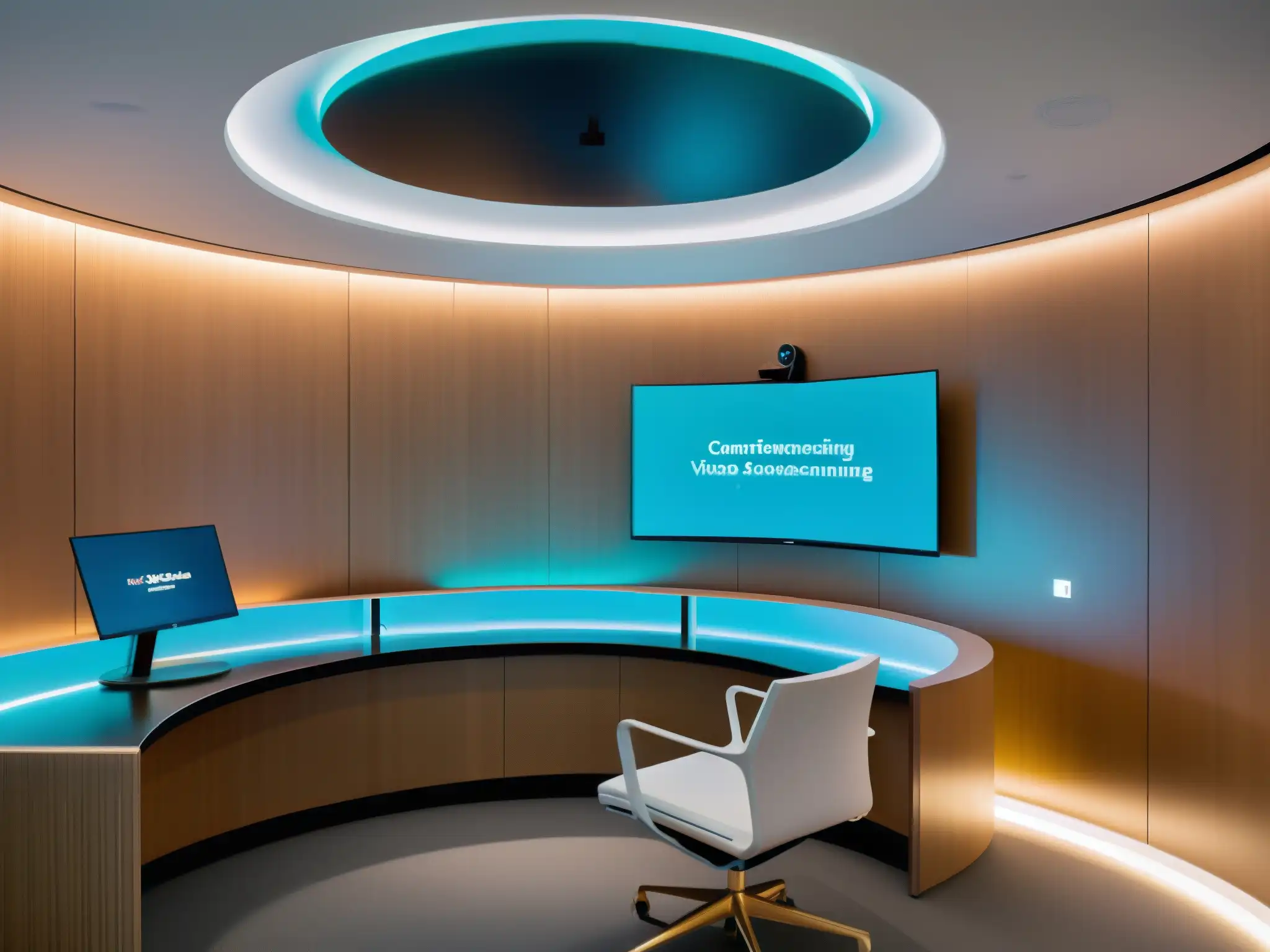Consultorio Telemedicina: Futurista y Profesional Consultorio futurista de telemedicina con tecnología de vanguardia e integraciones clave para telemedicina en videoconferencias