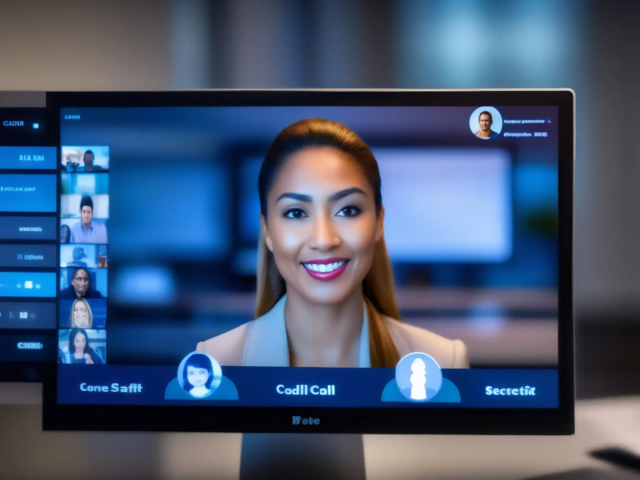 Detallada imagen de una videoconferencia con enfoque en la seguridad