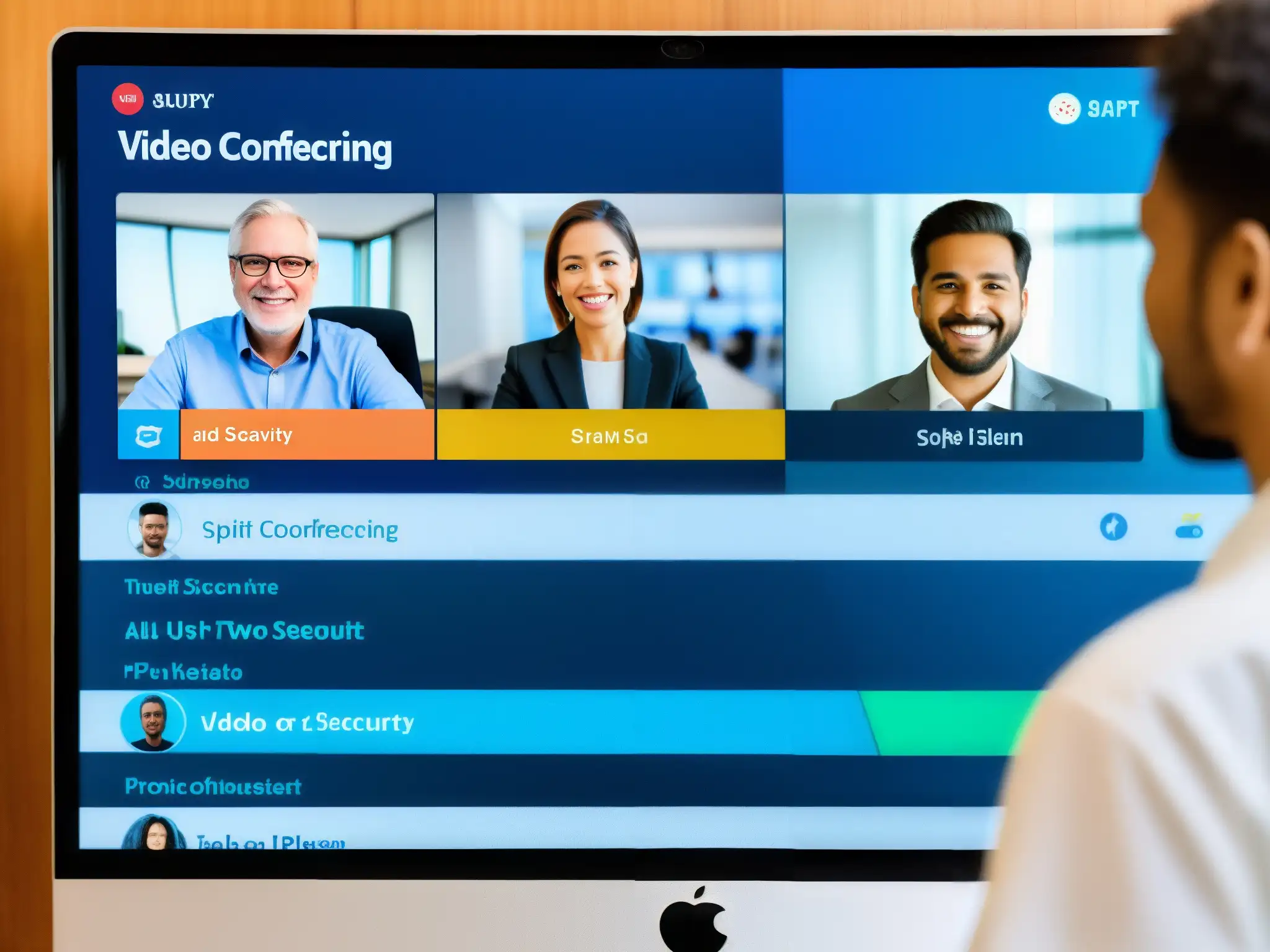 Comparación plataformas videoconferencia: seguridad y detalle Comparación detallada entre plataformas seguras para videoconferencias, resaltando medidas de seguridad y diseño moderno