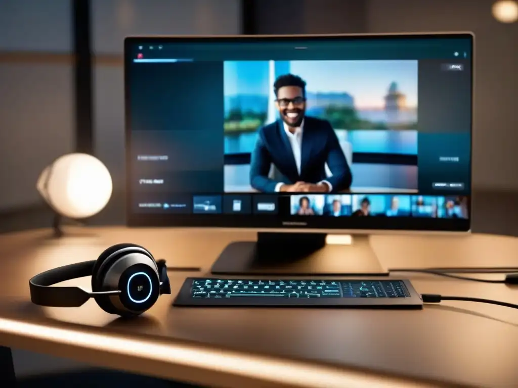 Equipamiento de videoconferencia moderno y elegante Detalle de equipo moderno para videoconferencias