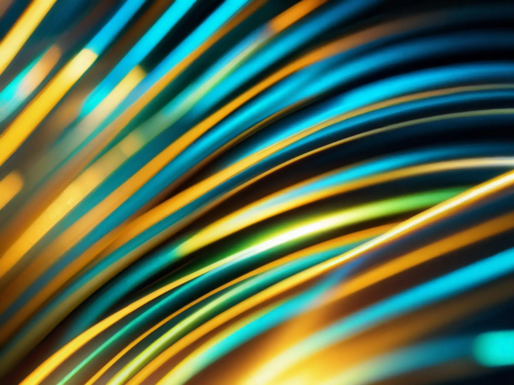 Patrón de luz fascinante en cable de fibra óptica Detalle fascinante de cable de fibra óptica transmitiendo datos con patrón de luz vibrante