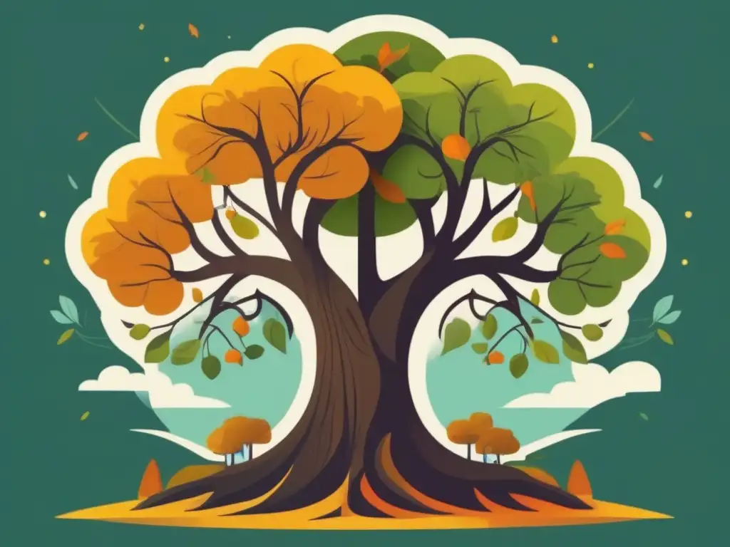 Árboles de Discord y Slack entrelazados: la evolución de plataformas Detalle ilustrado de árboles entrelazados, representando Discord y Slack