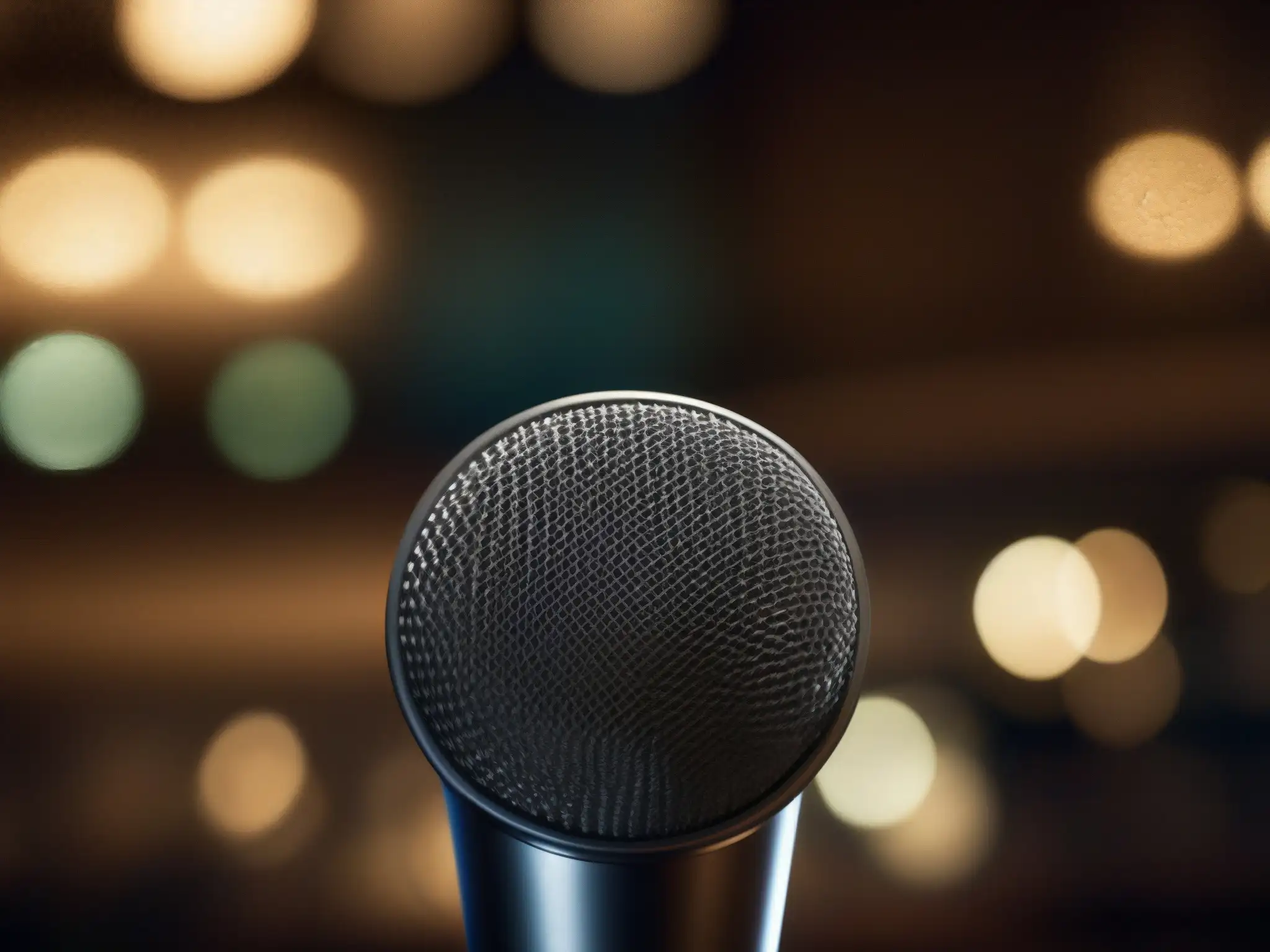 Micrófono de alta calidad en estudio profesional Detalle impresionante de un micrófono de alta calidad en un estudio profesional, resaltando su diseño moderno y tecnología avanzada