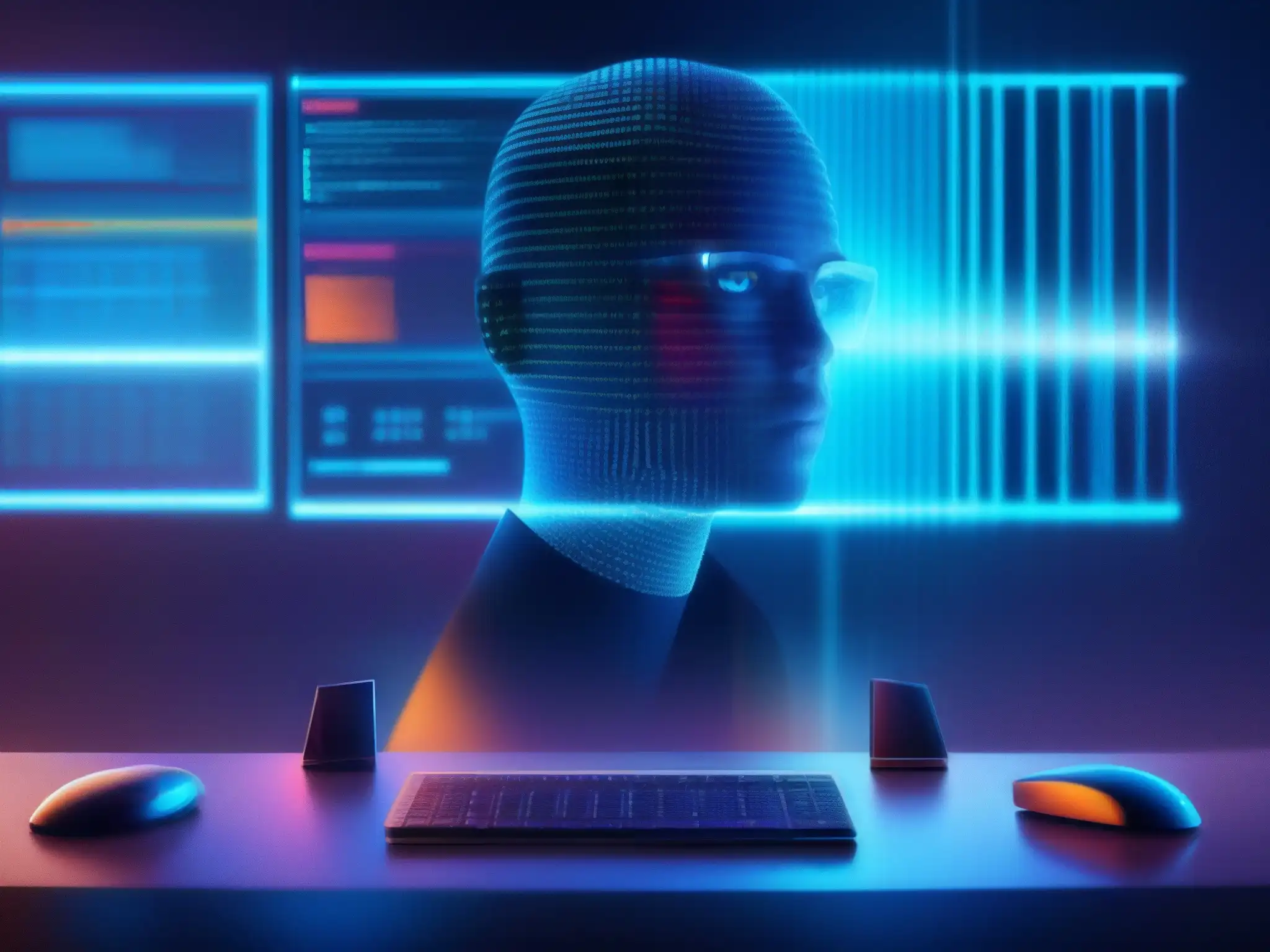 Transmisión de Datos Encriptados: Alta Tecnología de Seguridad Detalle de pantalla de videoconferencia con protocolos de encriptación y códigos, transmite seguridad y privacidad tecnológica