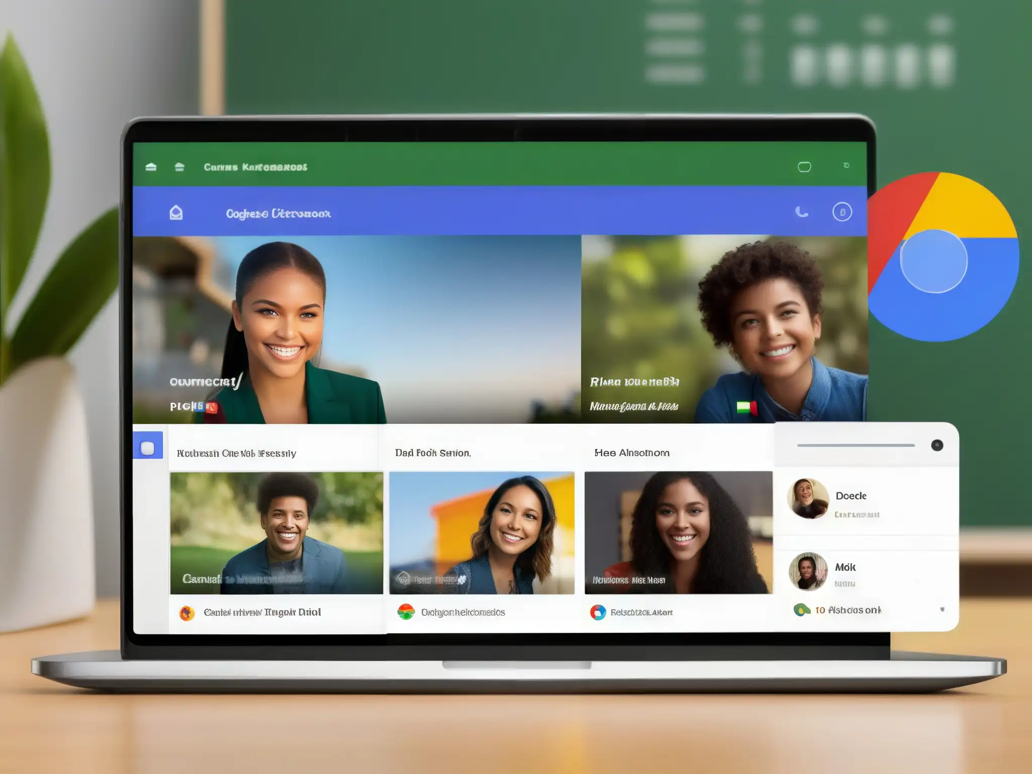 Zoom vs Google Classroom: Enfoque detallado y vibrante Detalle ultra claro de Zoom y Google Classroom, destacando su versatilidad