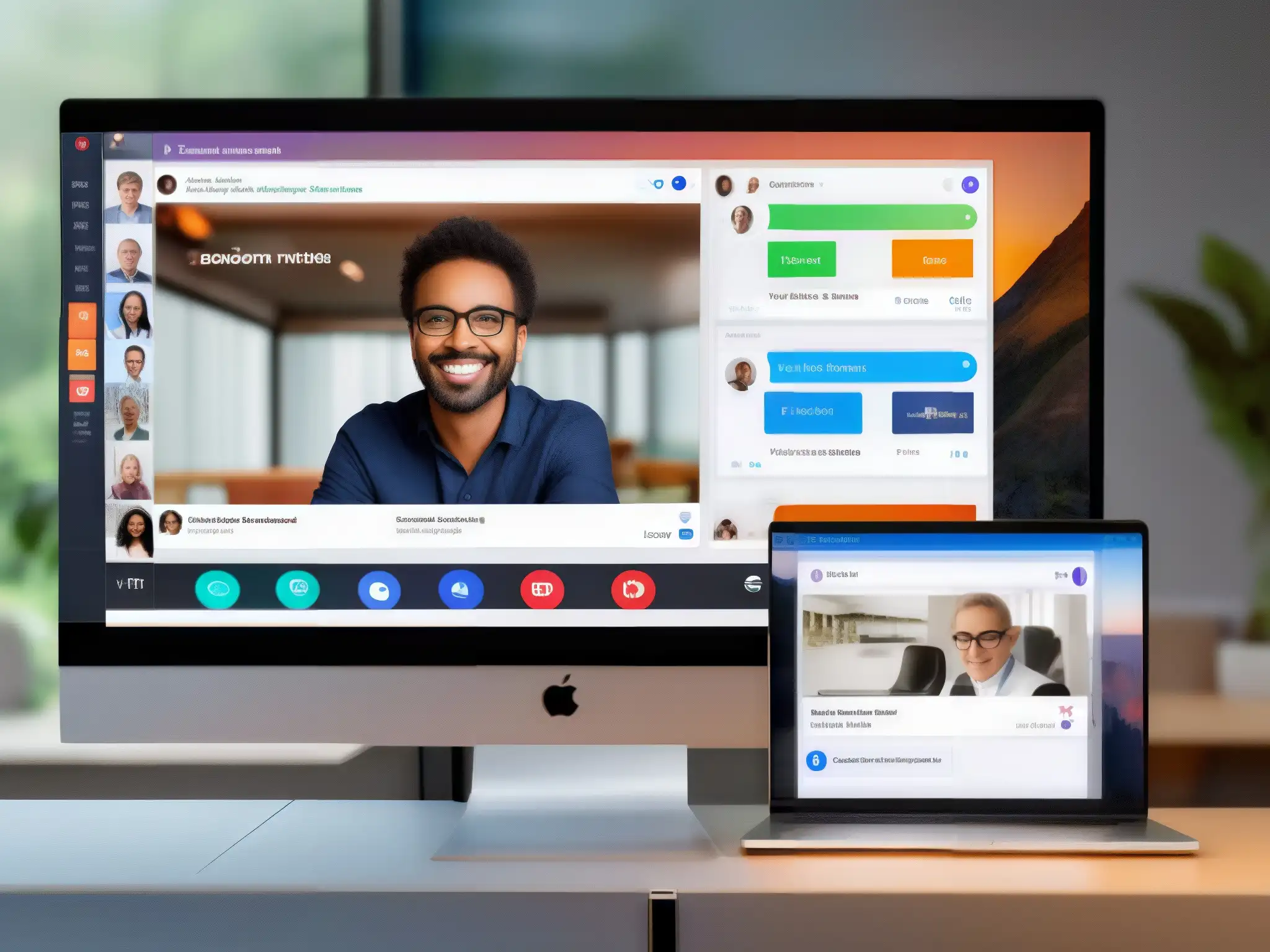 Comparación de interfaces: Zoom vs Diseño de interfaz de herramientas de videoconferencia comparado en pantalla dividida, resaltando detalles y usabilidad