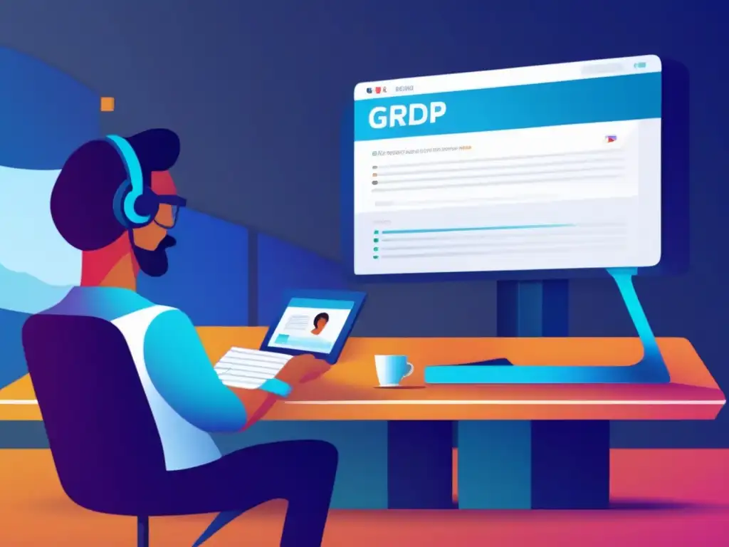 Interfaz de videoconferencia con cumplimiento de GDPR Diseño API videoconferencia cumplimiento GDPR: Interfaz moderna de videoconferencia con símbolos de encriptación y consentimiento del usuario