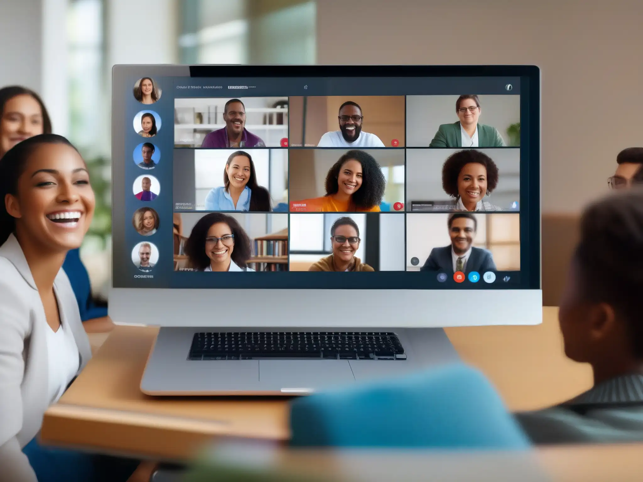 Videoconferencia educativa en vivo con GoBrunch: diversión y colaboración Un emocionante encuentro virtual en una plataforma de videoconferencia amigable, donde estudiantes y profesores colaboran y comparten ideas