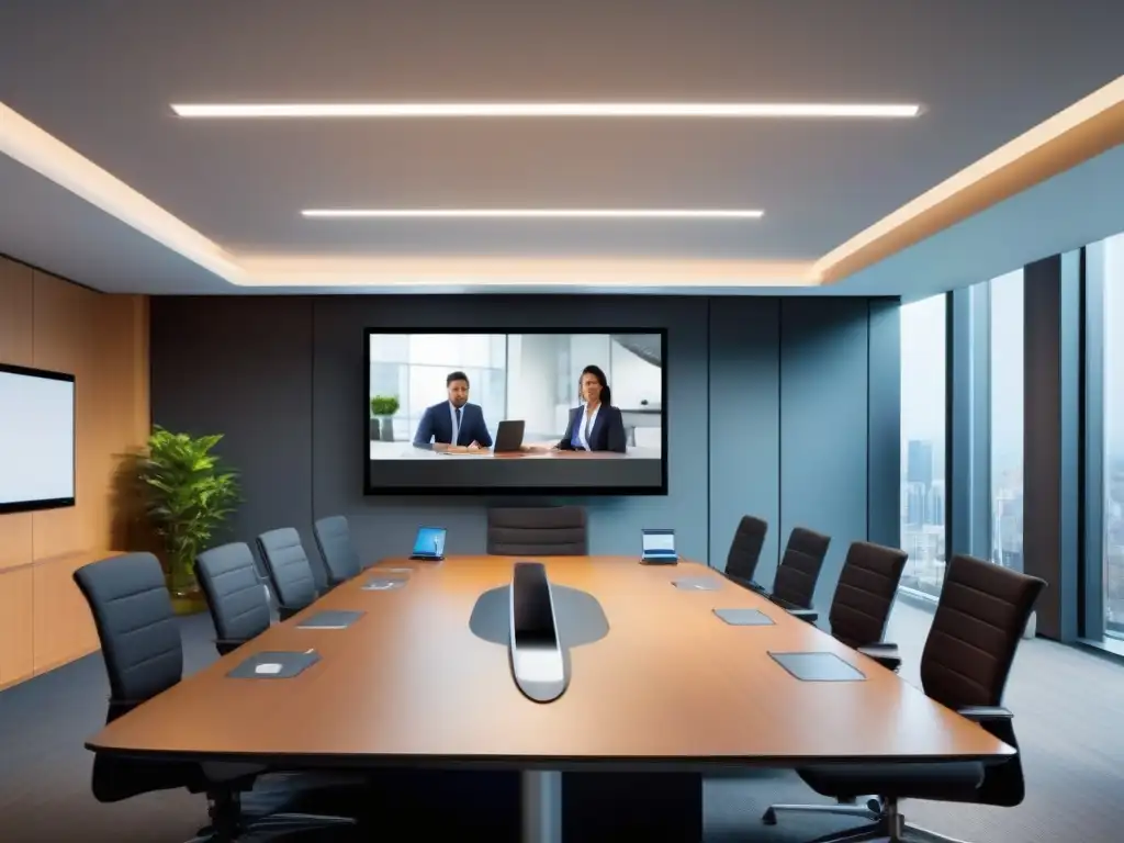 Videoconferencia profesional con tecnología moderna Un entorno profesional con equipo moderno para garantizar transmisión estable en videoconferencias, transmitiendo confianza y eficacia