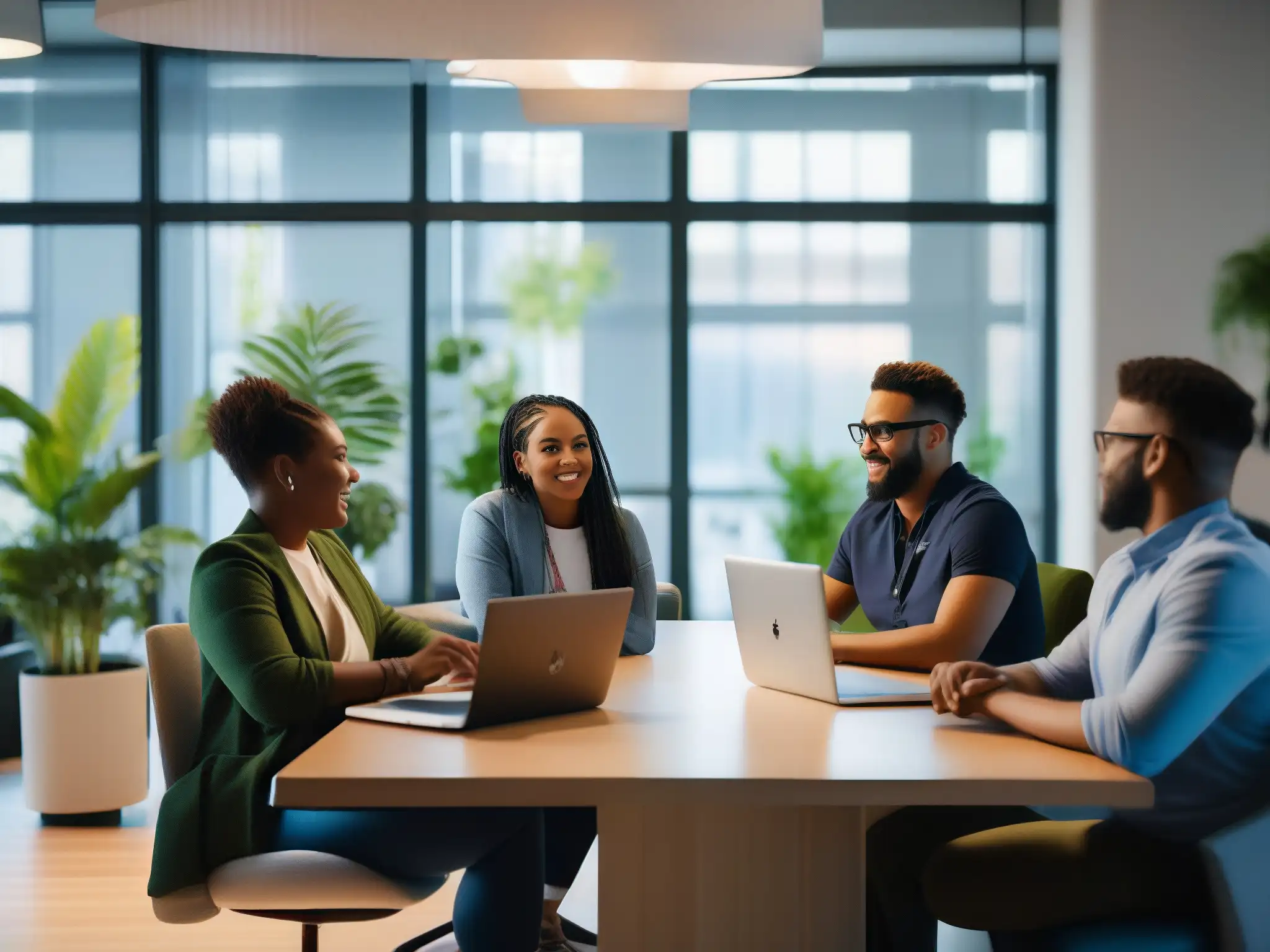 Equipo de desarrolladores colaborando en proyecto con Jira y Zoom Equipo de desarrolladores colaborando en proyecto con integración Jira Zoom, en oficina moderna con ambiente productivo y vibrante