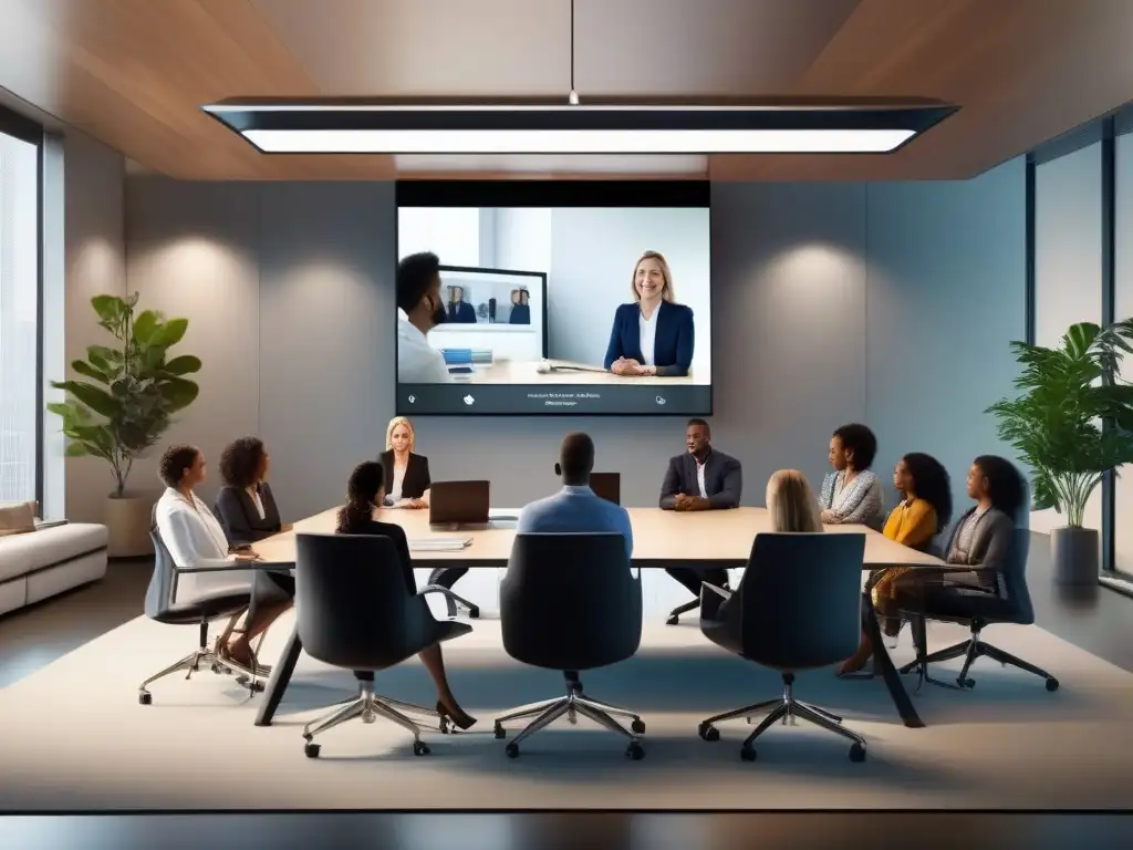 Conferencia virtual: uniendo equipos con expresiones vívidas Equipo dinámico en impactante videoconferencia, unidos a pesar de la distancia física