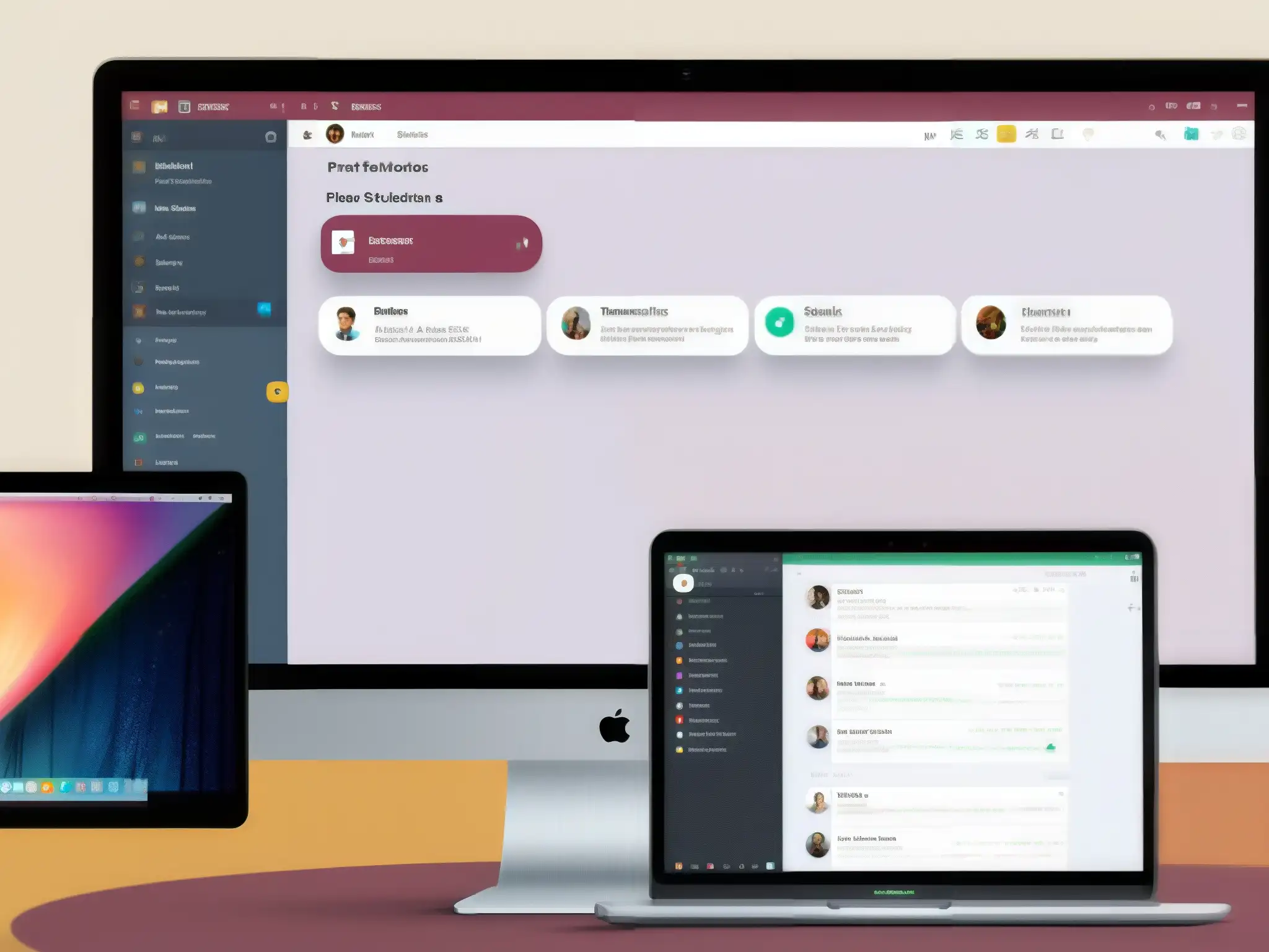 Colaboración profesional en tiempo real con Teams y Slack Un equipo de profesionales colaborando en tiempo real en un proyecto, utilizando Teams y Slack para gestionar y compartir ideas