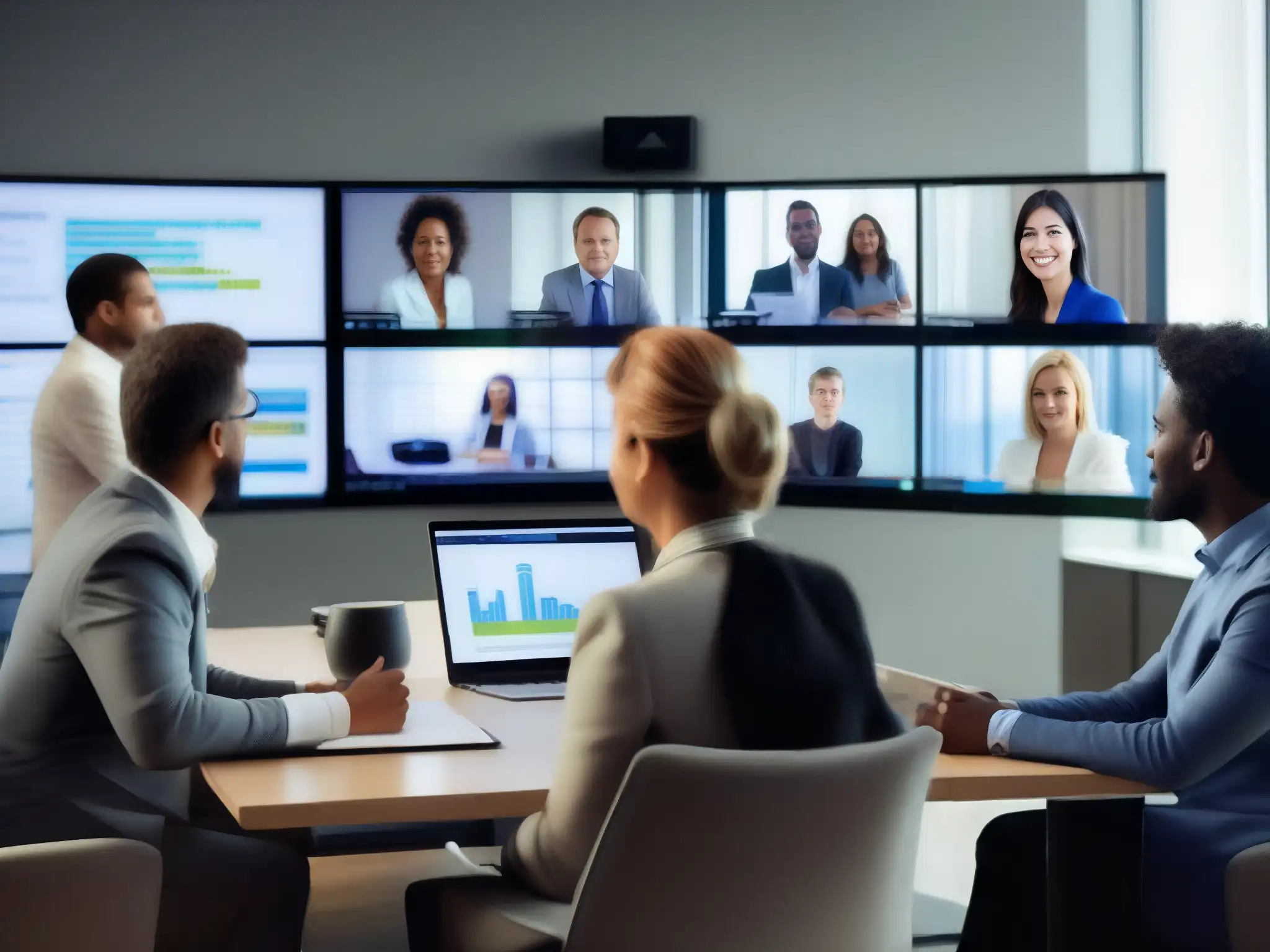 Equipo de gestión en videoconferencia: enfoque y eficiencia Equipo de gestión de proyectos y partes interesadas en videoconferencia
