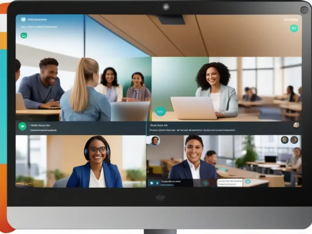 Clases virtuales dinámicas: Webex vs Zoom Escena de aula virtual con Cisco Webex y Zoom