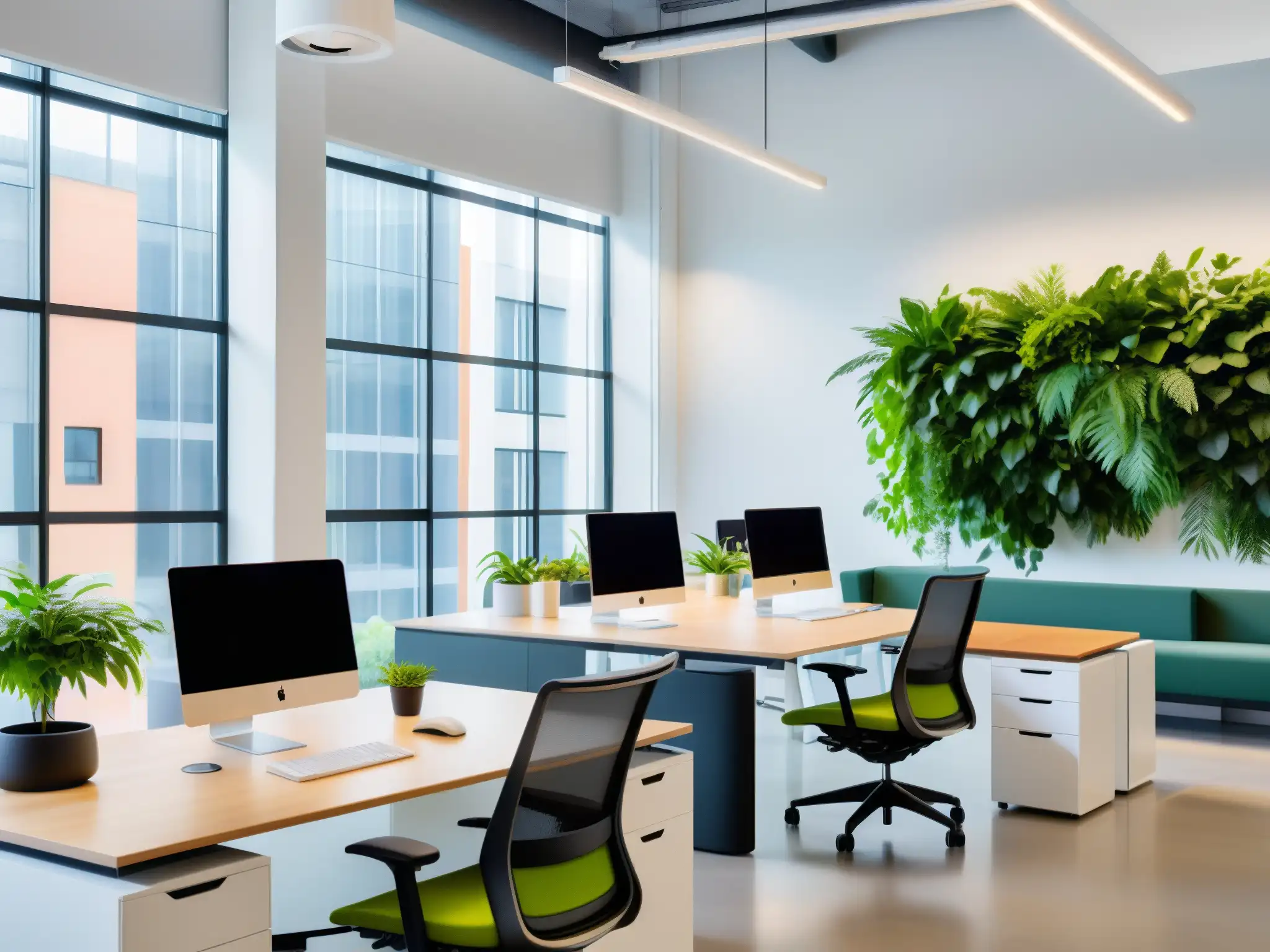 Oficina moderna y colaborativa con tecnología Chime Espacio de oficina moderno y colaborativo con integración de Chime en ambientes corporativos, muebles minimalistas y luz natural